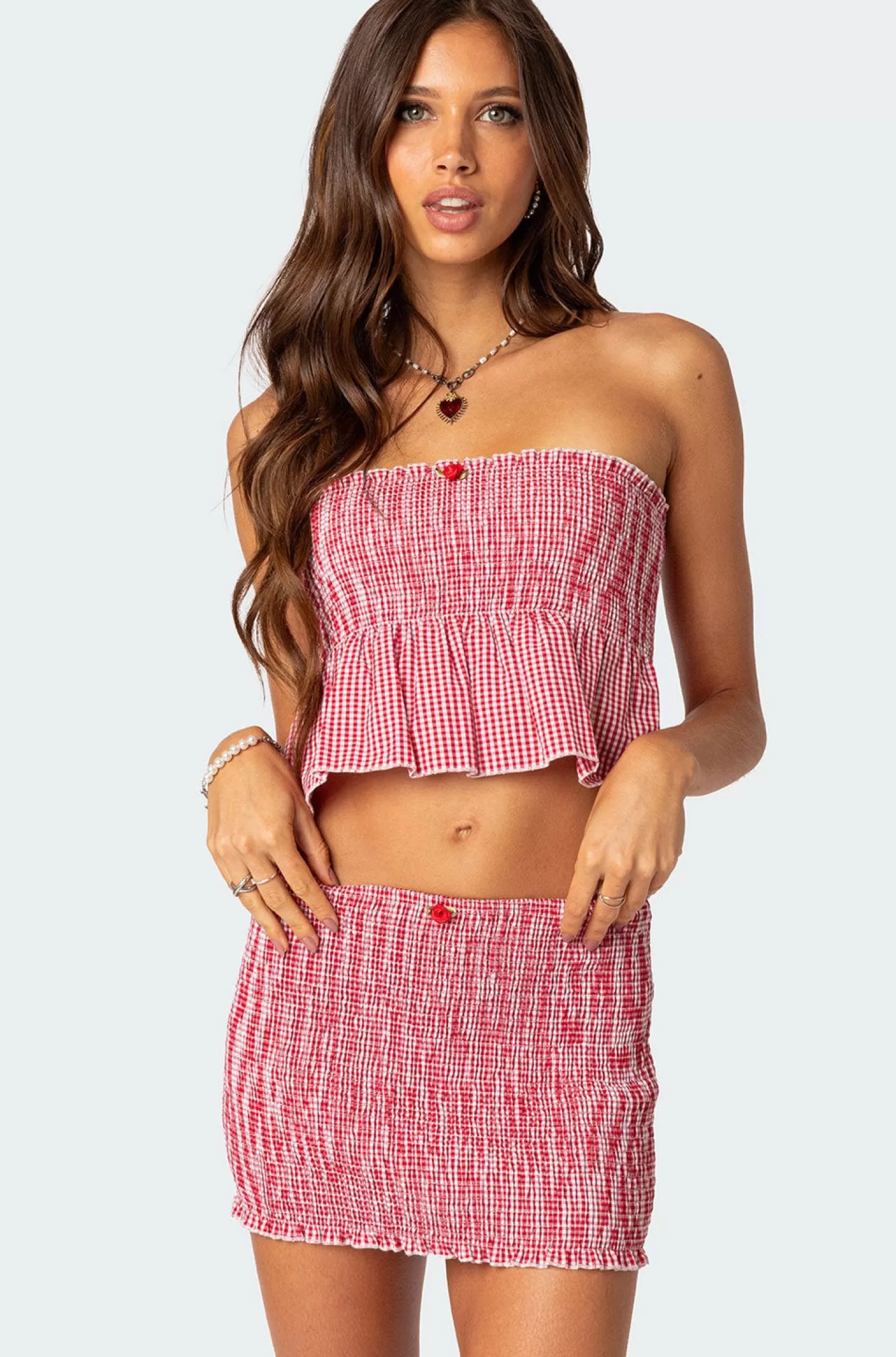 edikted Gingham Scrunch Tube Top* Crop Tops | Strapless Tops