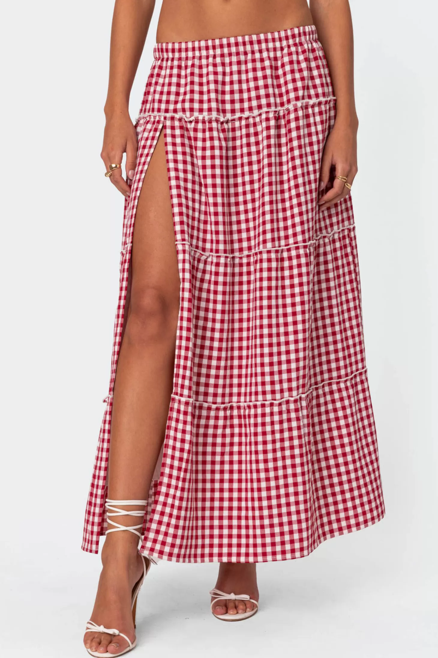 edikted Gingham Side Slit Tie Maxi Skirt* Skirts | Skirts