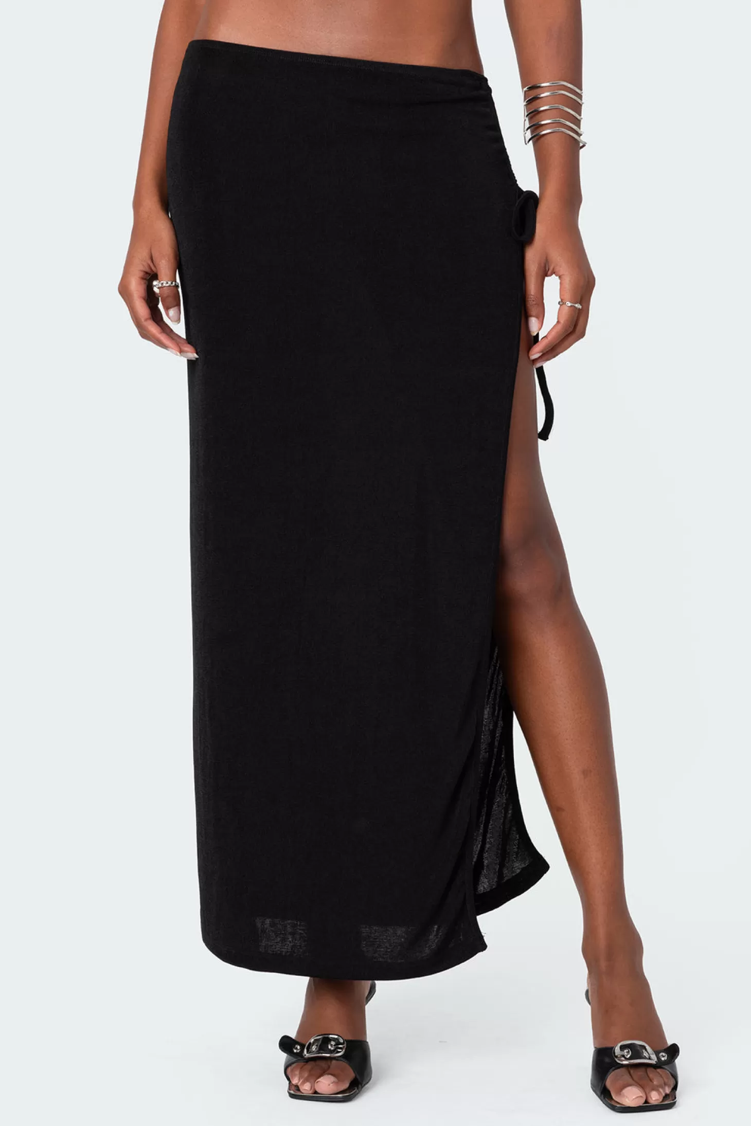 edikted Goldie Slitted Drawstring Maxi Skirt* Skirts | Skirts