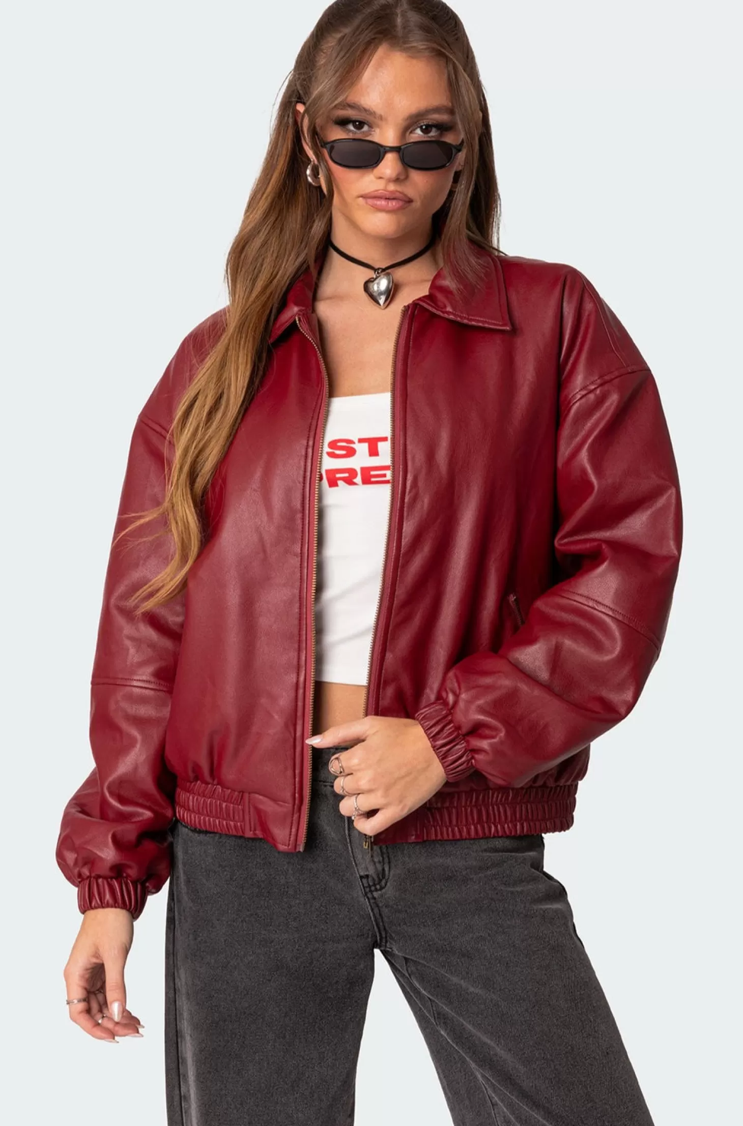 edikted Halley Faux Leather Bomber Jacket* Jackets & Coats