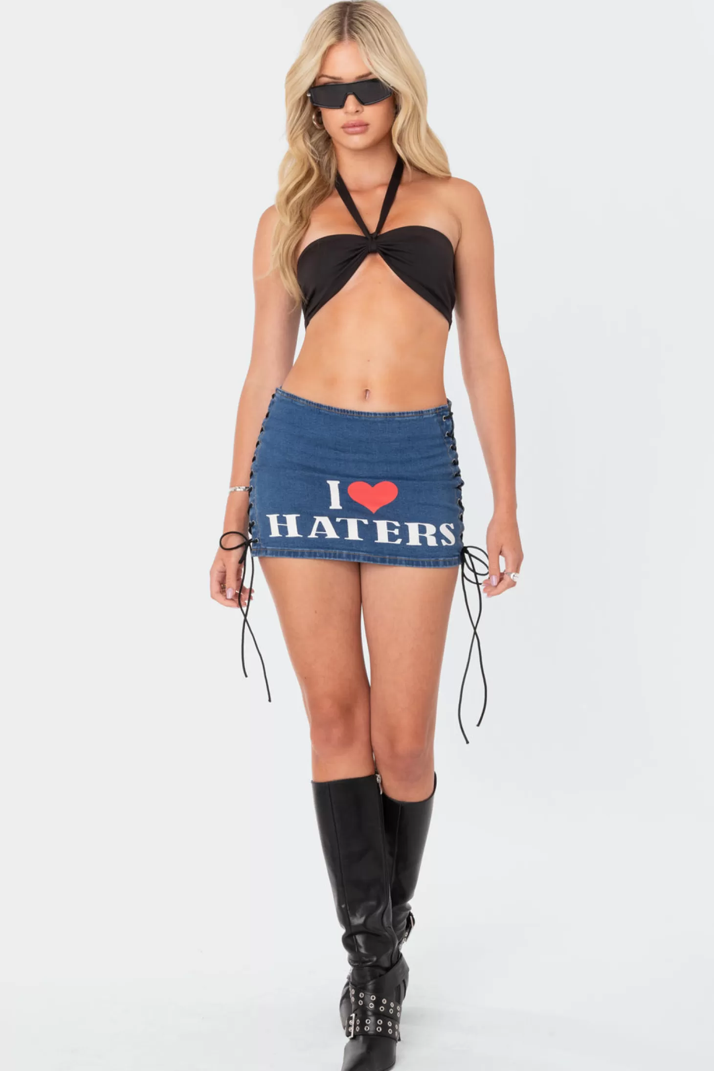 edikted Haters Lace Up Denim Skirt* Skirts | Skirts