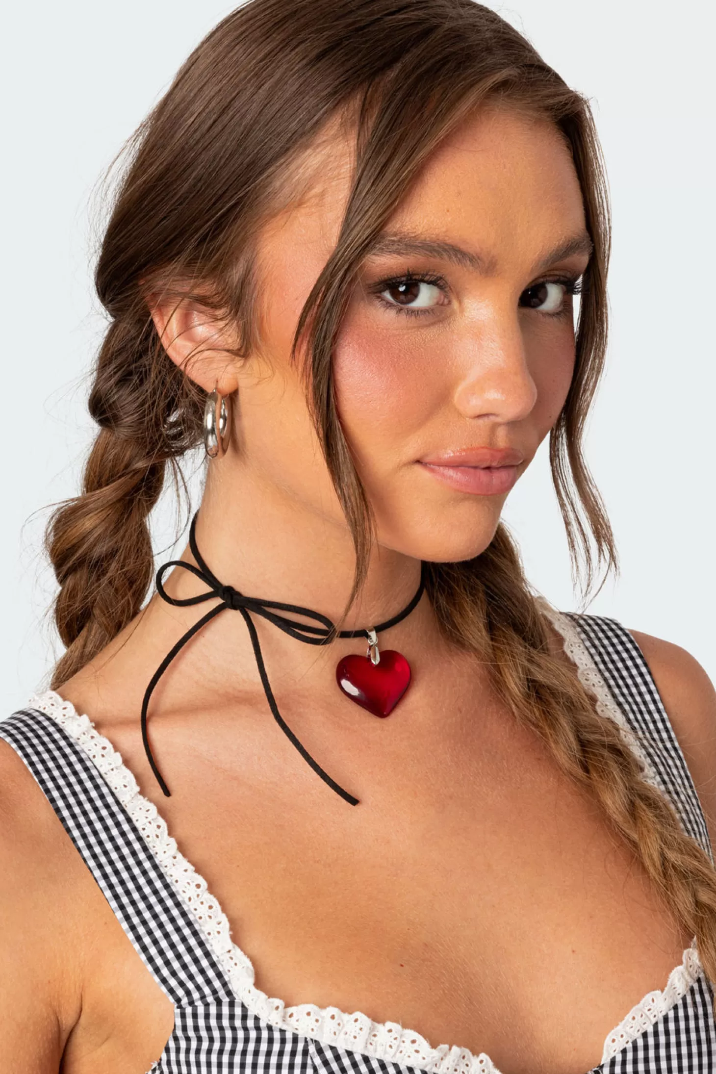 edikted Heart Pendant Tie Choker* Necklaces