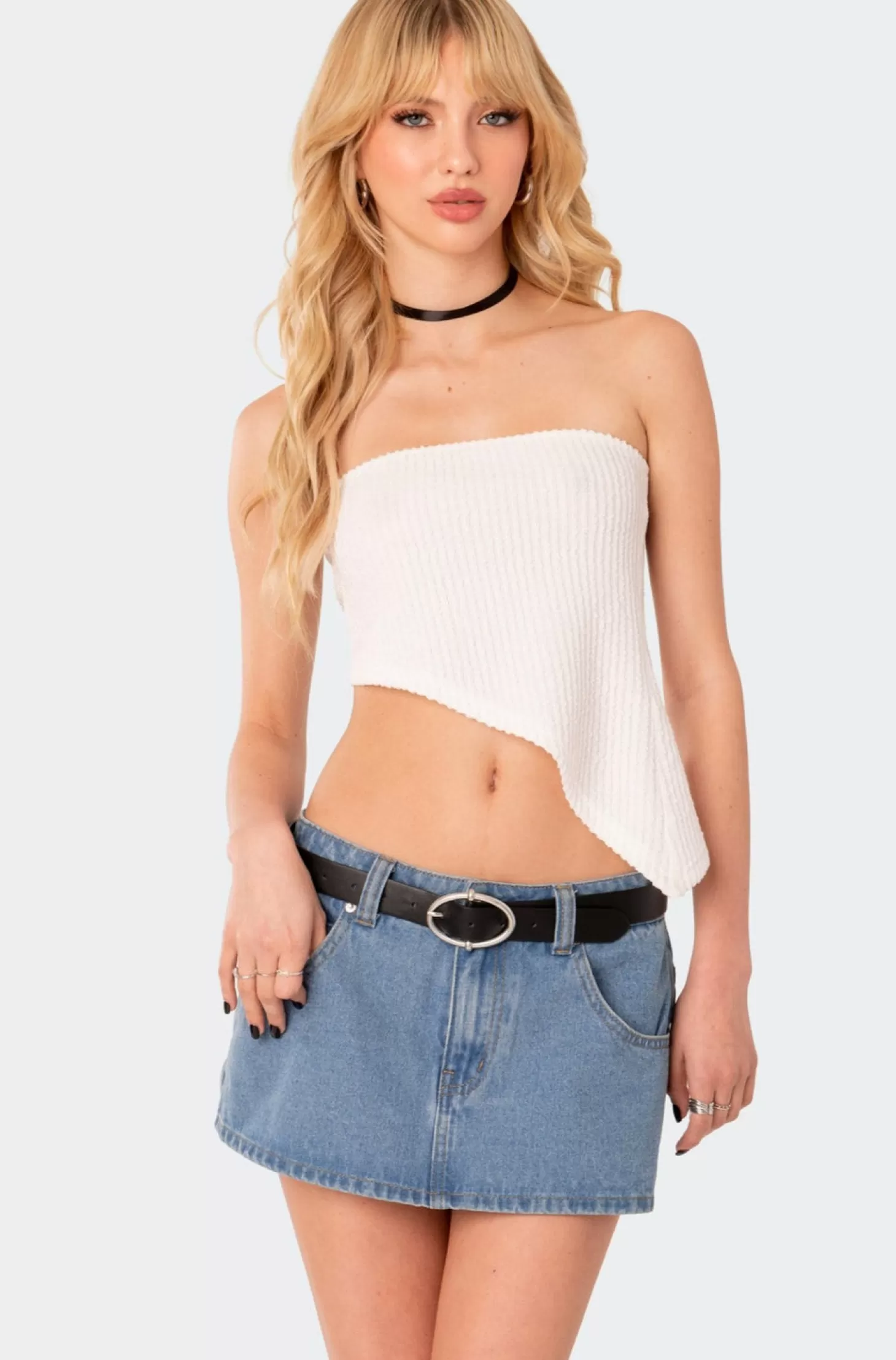 edikted Heidi Textured Knit Asymmetric Top* Crop Tops | Strapless Tops