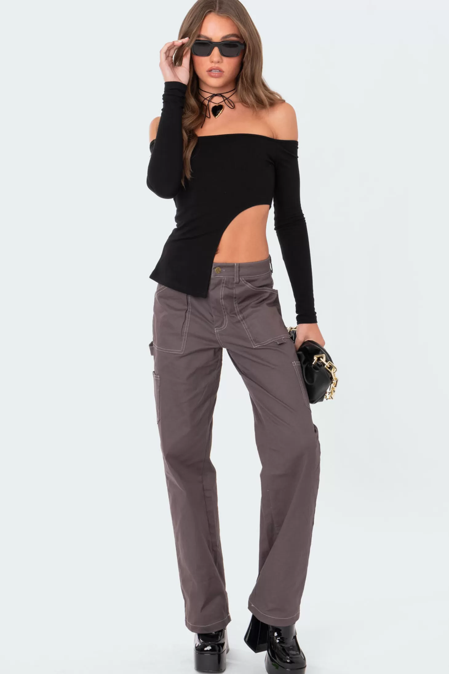 edikted Helena Asymmetric Off The Shoulder Top* Long Sleeve Tops