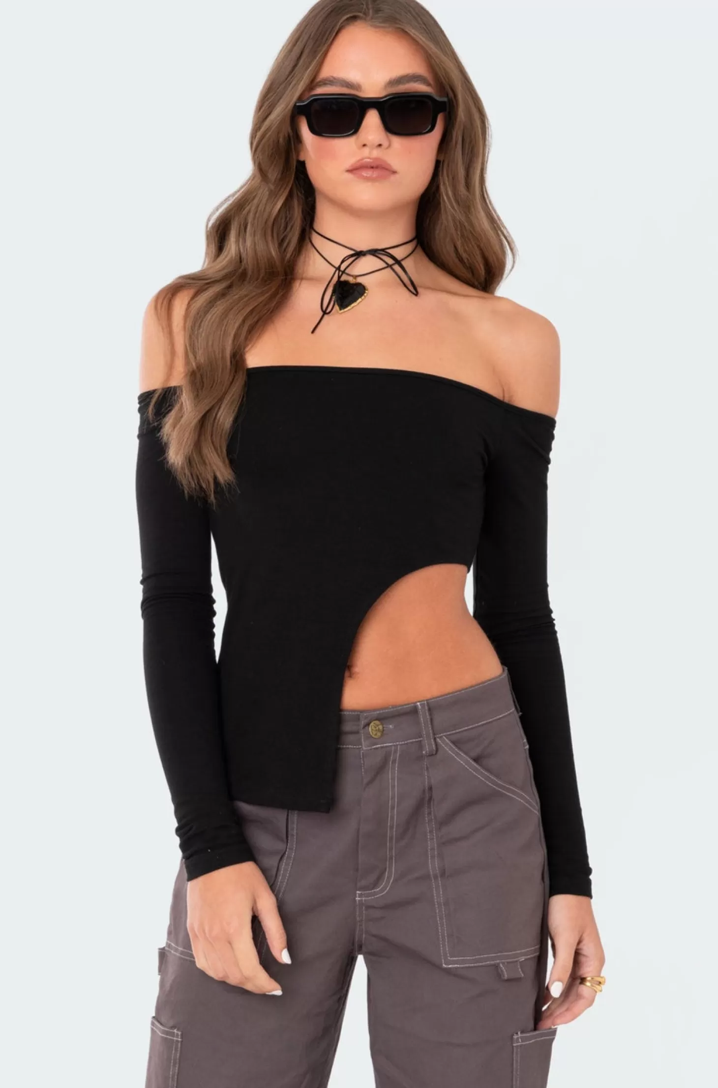 edikted Helena Asymmetric Off The Shoulder Top* Long Sleeve Tops