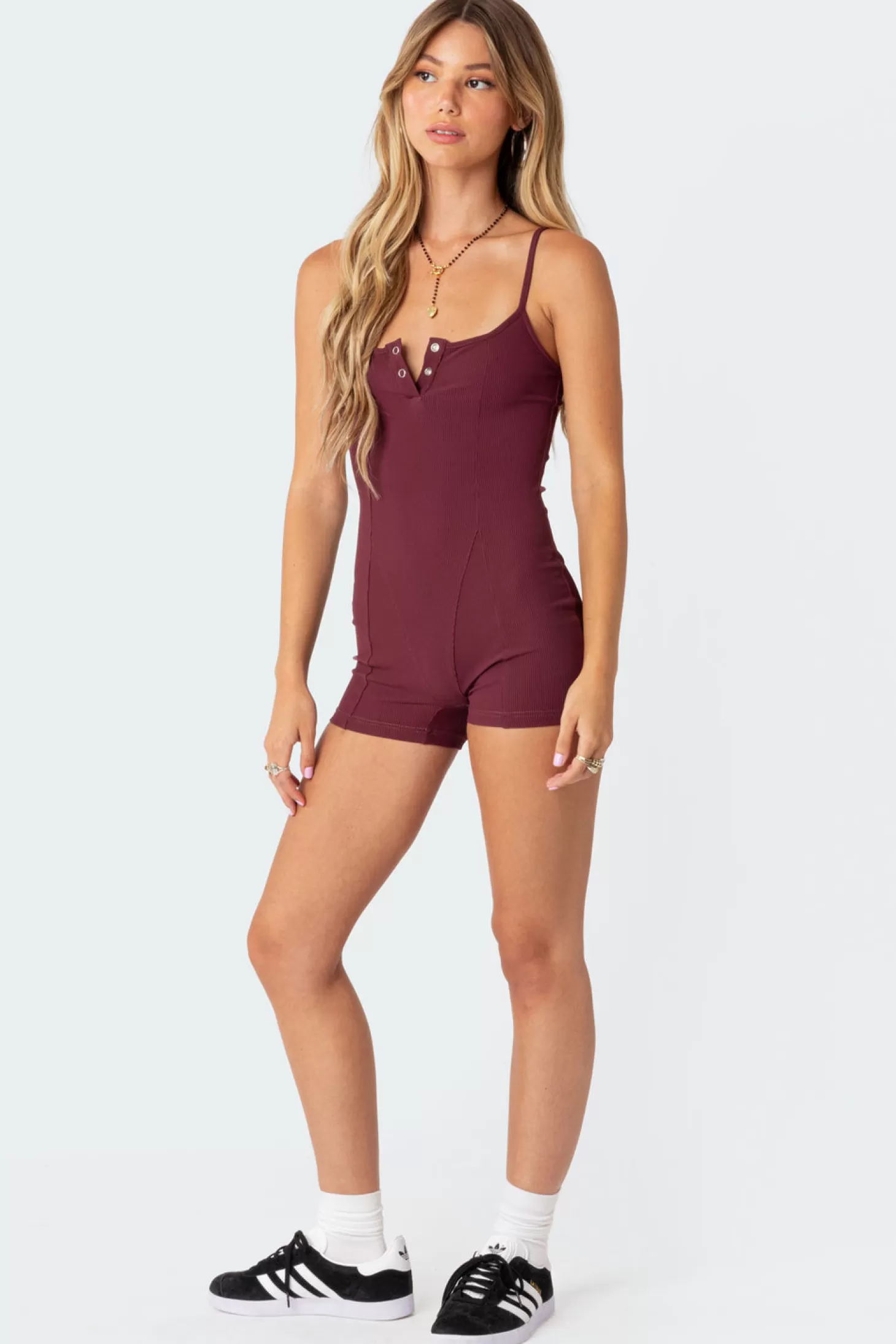 edikted Henley Ribbed Romper* Loungewear | Jumpsuits & Rompers