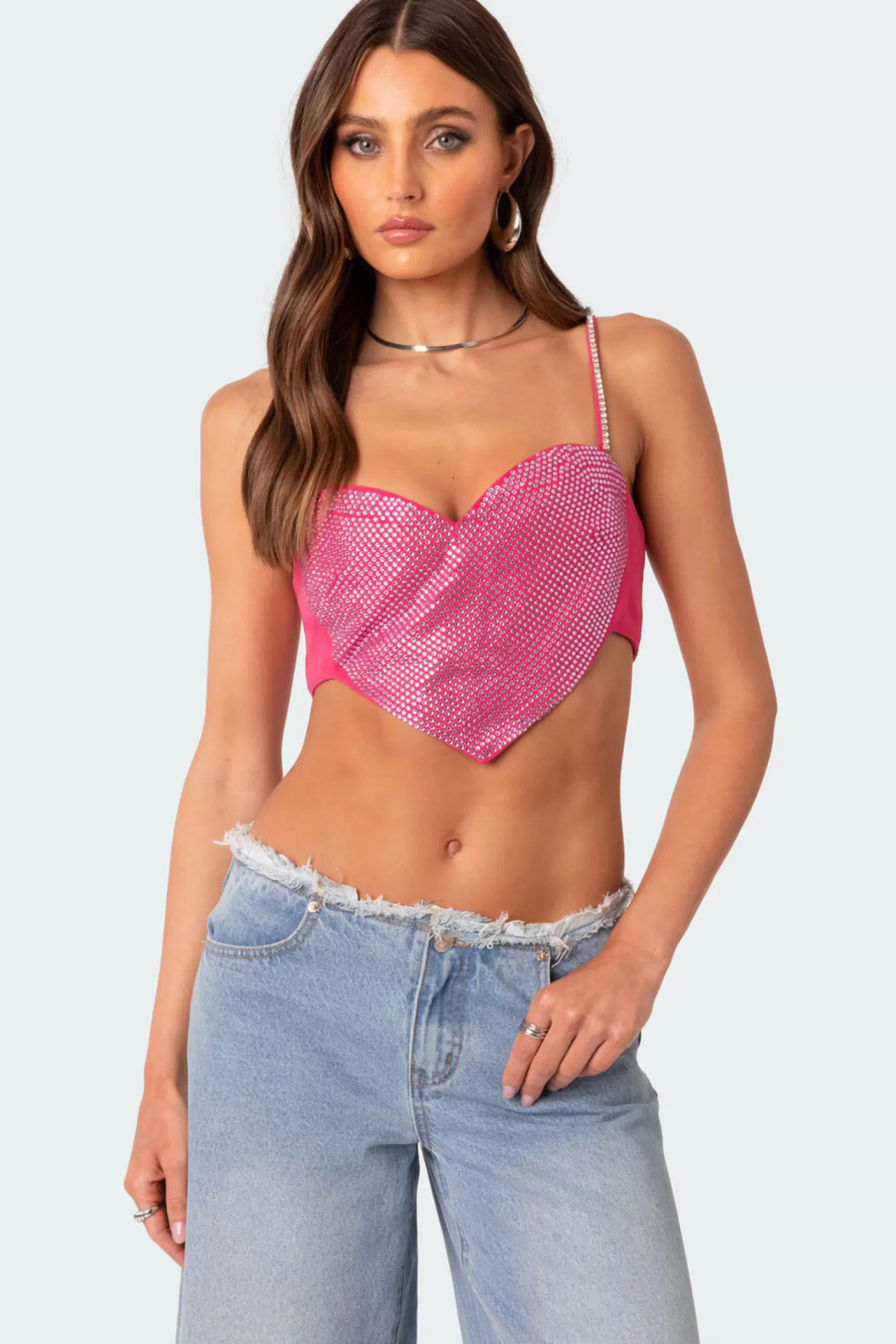 edikted In Your Heart Rhinestone Crop Top* Crop Tops