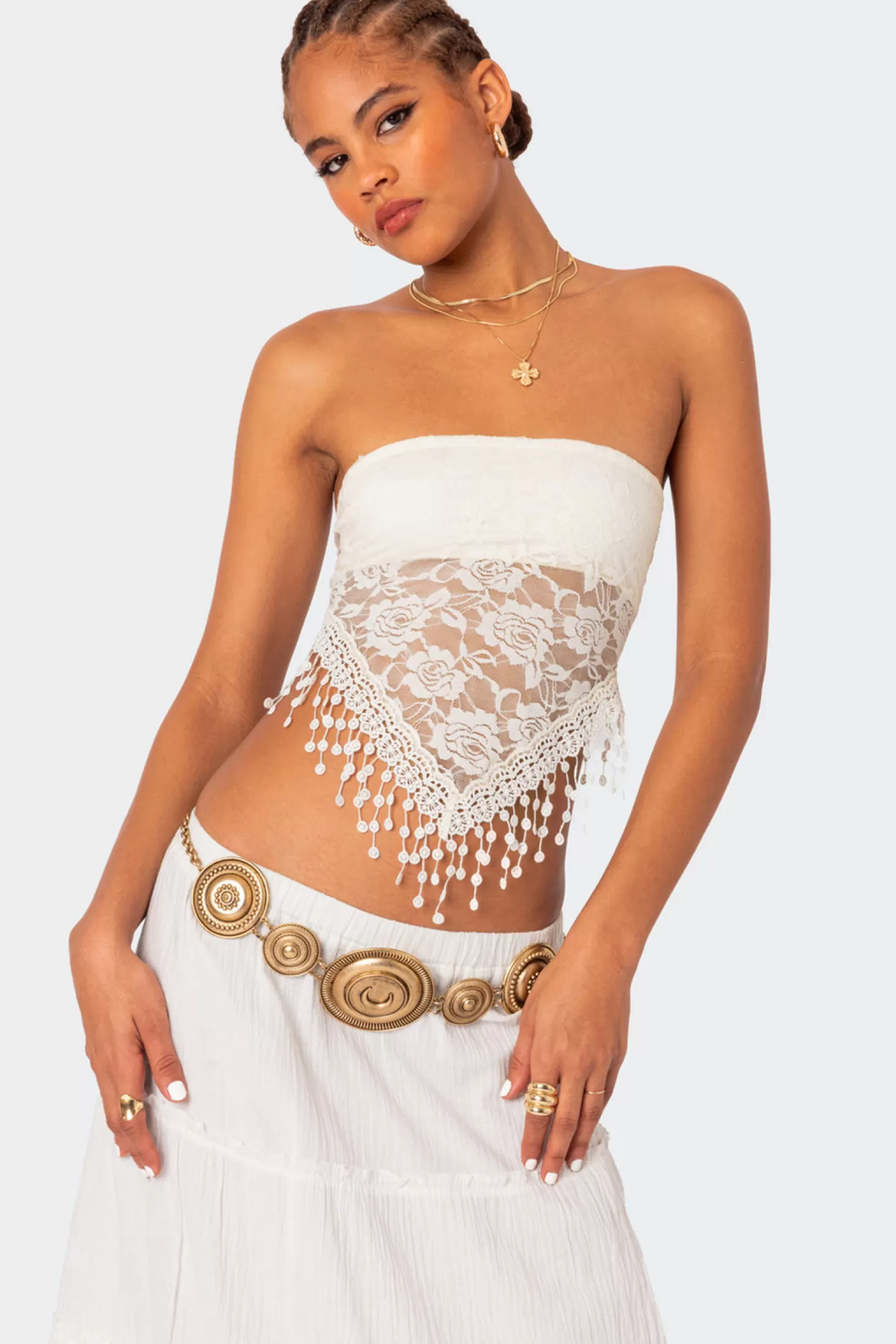 edikted India Sheer Lace Strapless Top* Strapless Tops | Tops