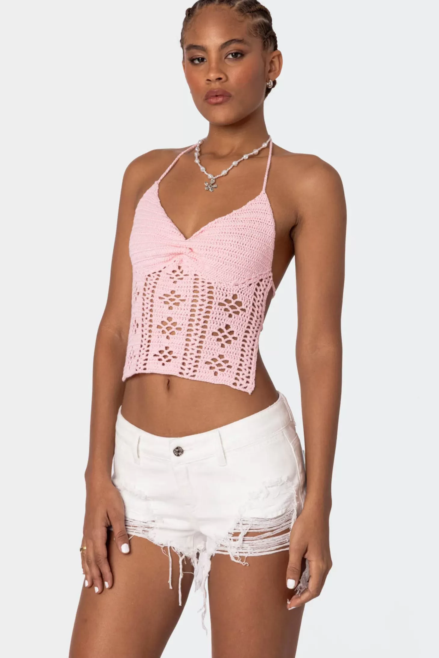 edikted Jada Open Back Crochet Top* Tops