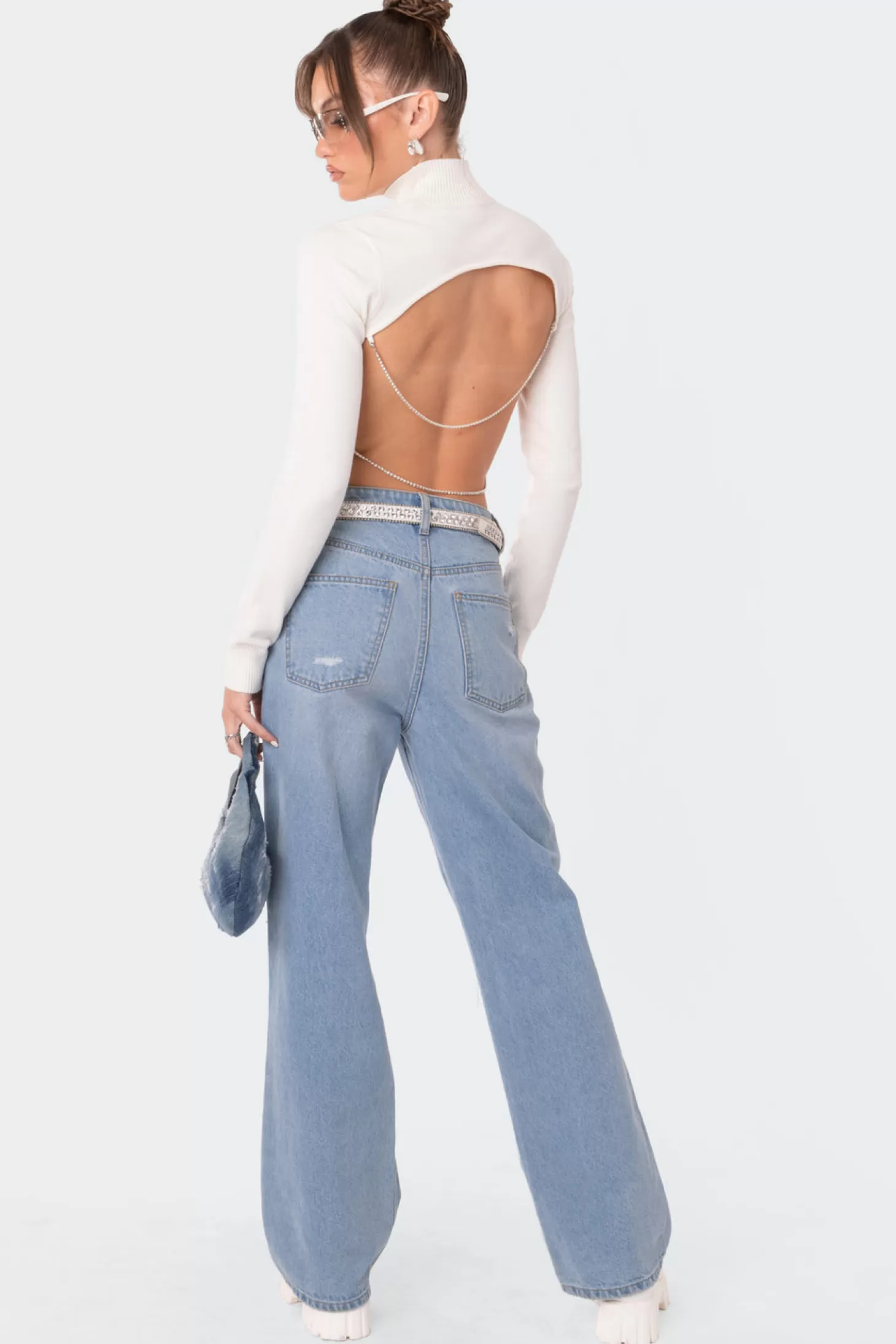 edikted Jenna Knitted Open Back Top* Crop Tops | Long Sleeve Tops