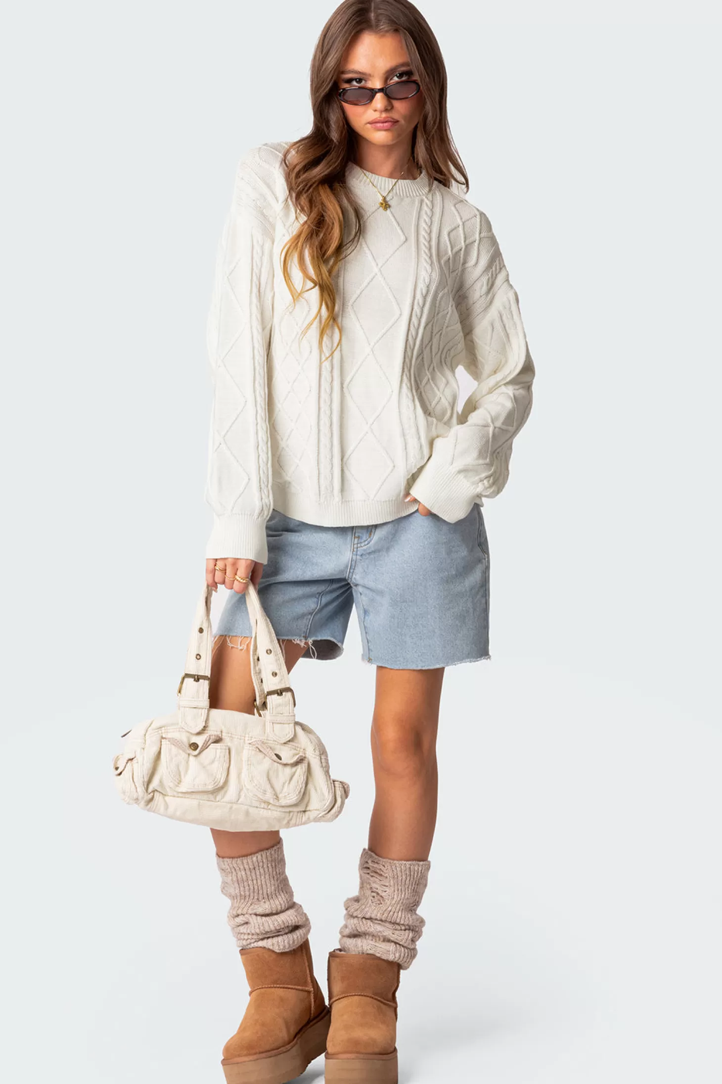 edikted Jessy Cable Knit Oversized Sweater* Sweaters & Cardigans | Long Sleeve Tops