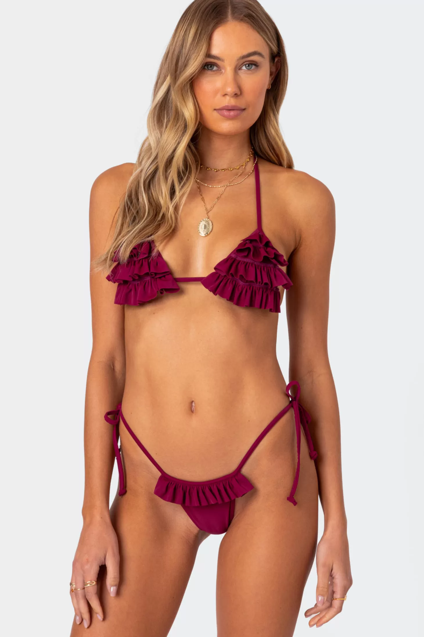 edikted Joelle Ruffled Triangle Bikini Top* Swim