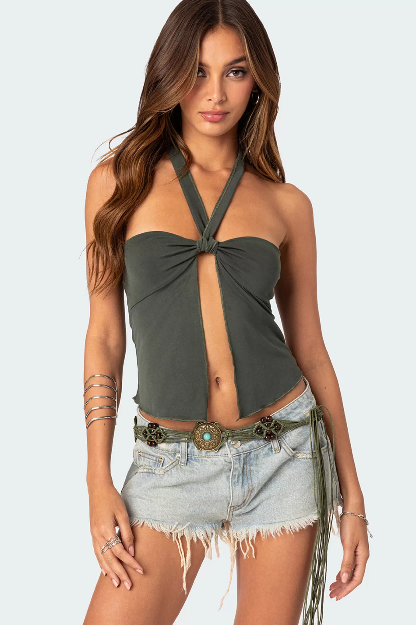 edikted Julia Split Front Top* Crop Tops