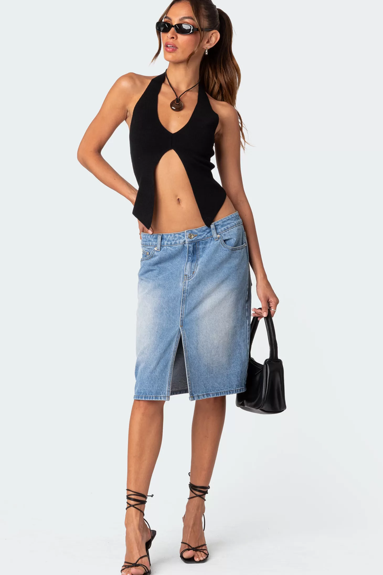 edikted Junia Slitted Denim Midi Skirt* Skirts | Skirts