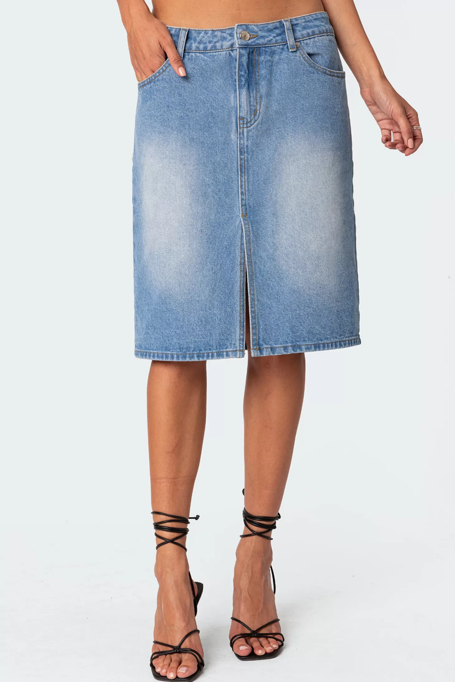 edikted Junia Slitted Denim Midi Skirt* Skirts | Skirts