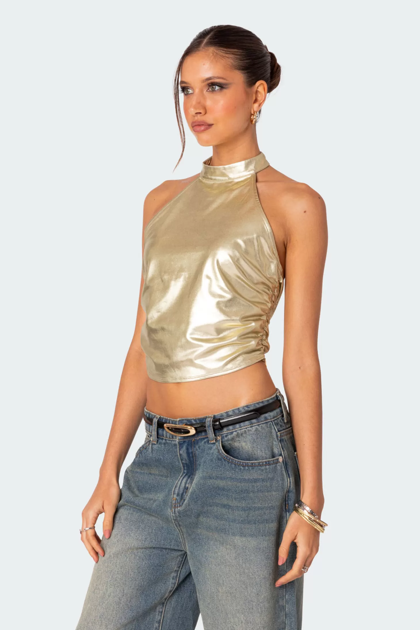 edikted Karter Metallic Halter Top* Tops | Night Out