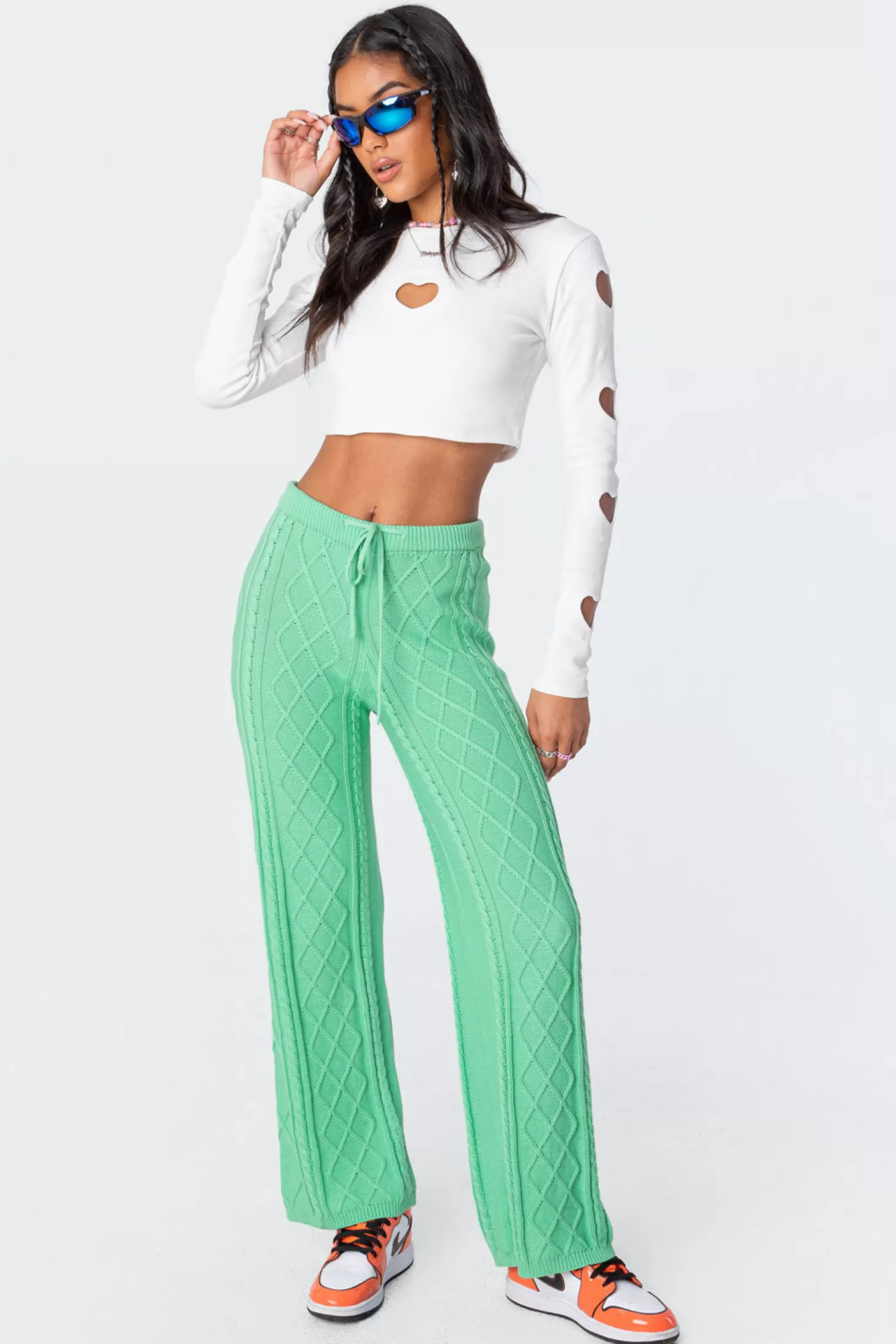 edikted Kasey Cable Knit Pants* Pants | Pants