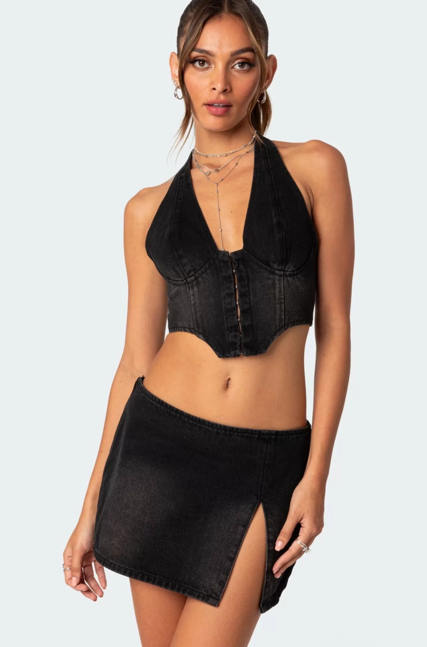 edikted Katrina Lace Up Denim Corset* Crop Tops | Corsets