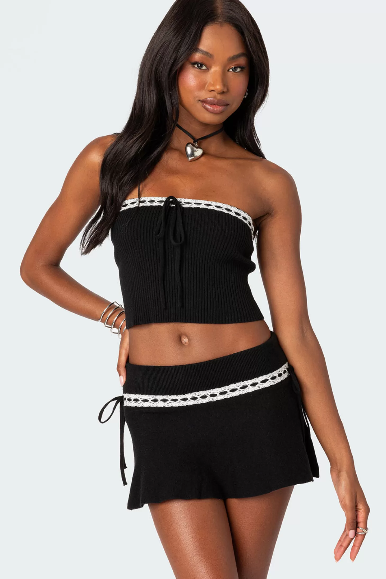 edikted Khloe Lacey Ribbon Knit Tube Top* Crop Tops | Strapless Tops