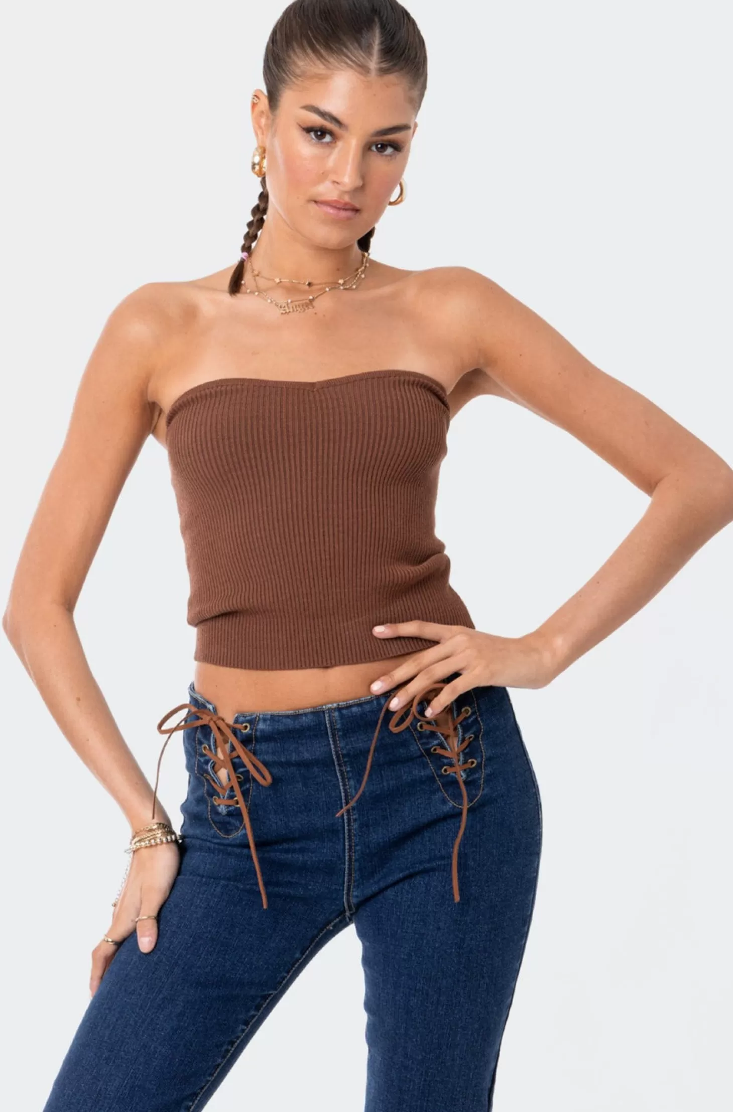 edikted Knitted Sweetheart Strapless Top* Crop Tops | Strapless Tops