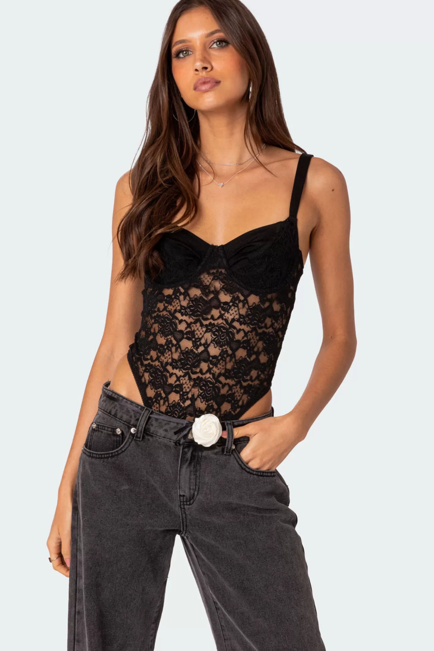 edikted Lace & Satin Cupped Bodysuit* Bodysuits | Bodysuits