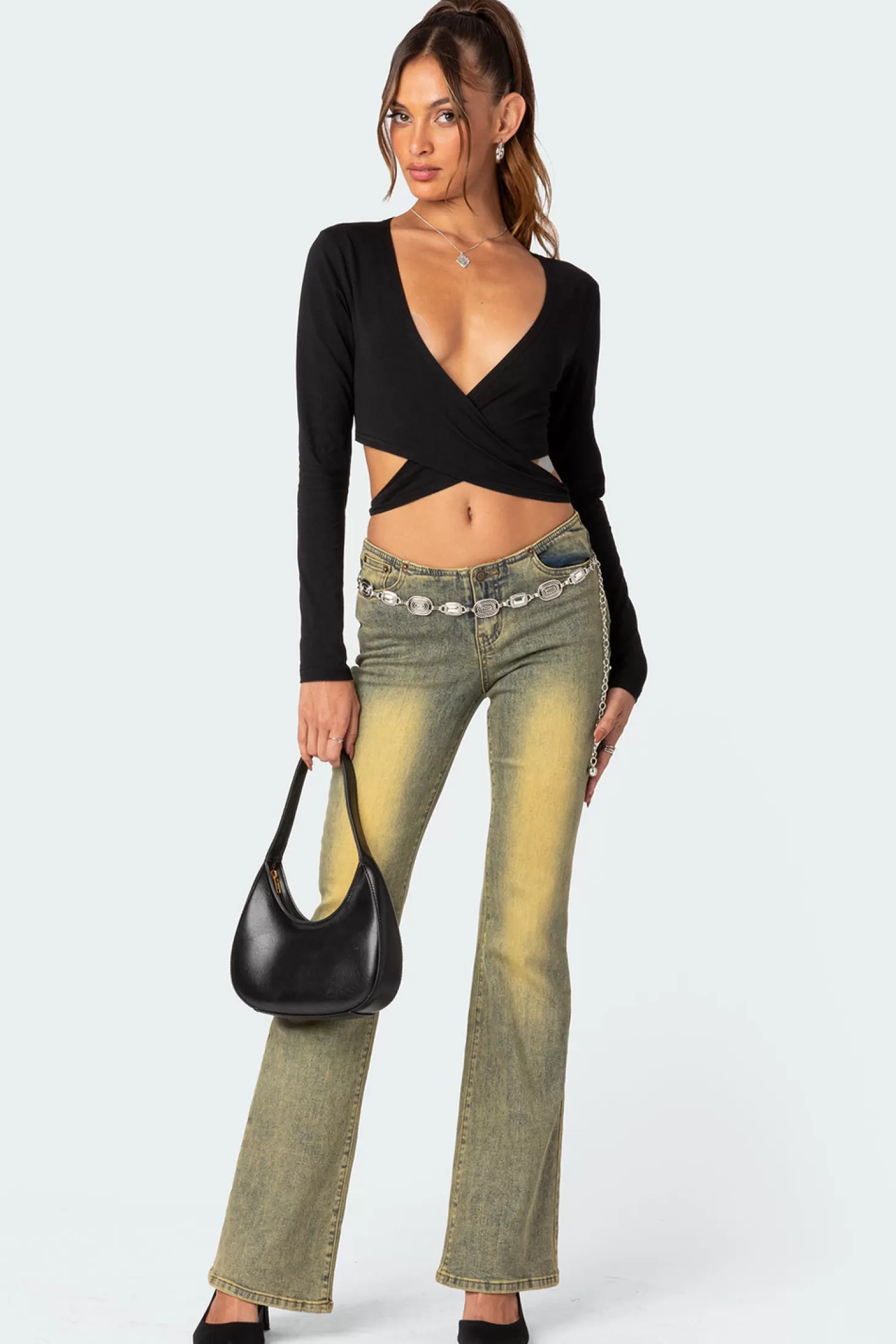 edikted Layla Wrap Crop Top* Crop Tops | Long Sleeve Tops