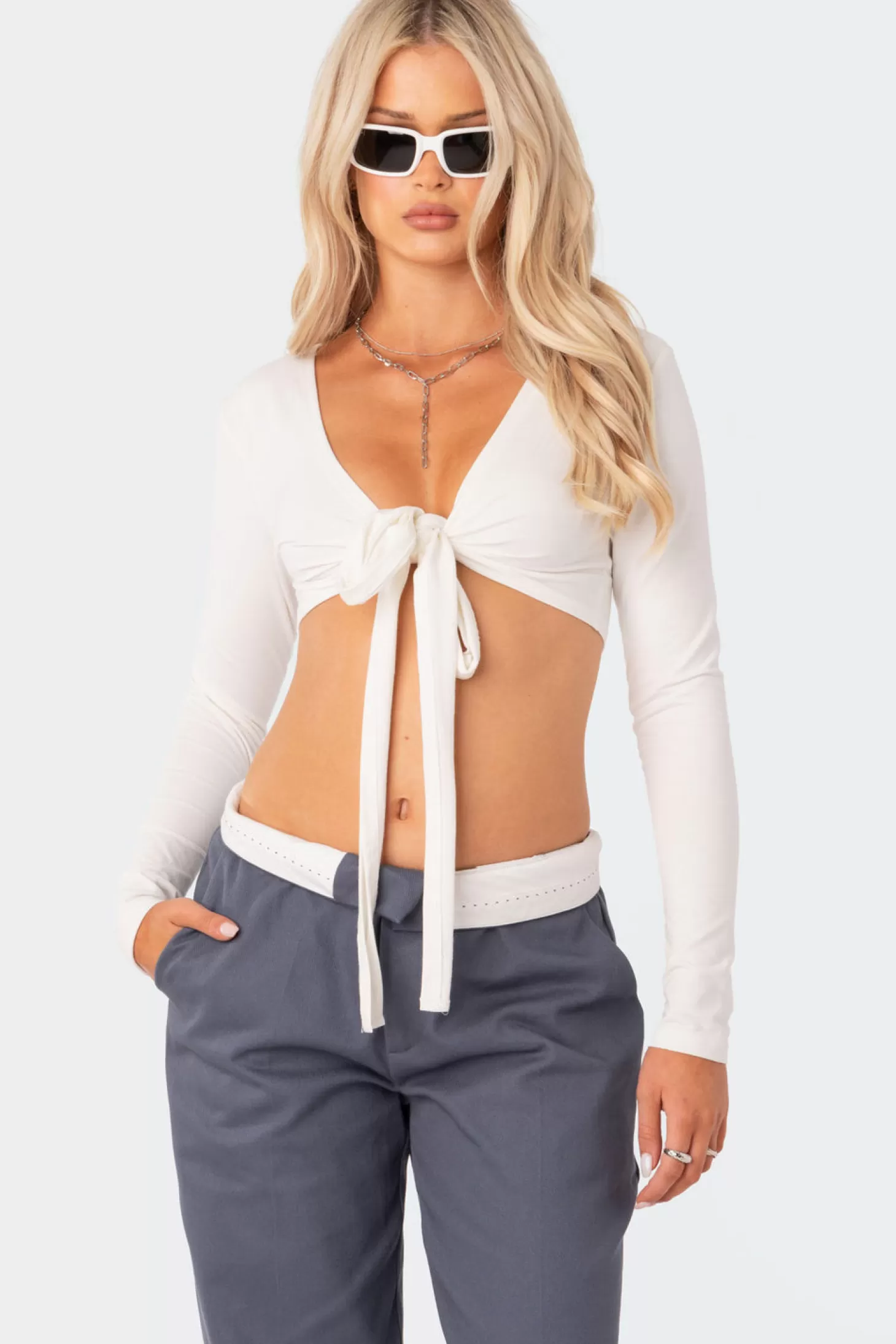 edikted Layla Wrap Crop Top* Crop Tops | Long Sleeve Tops