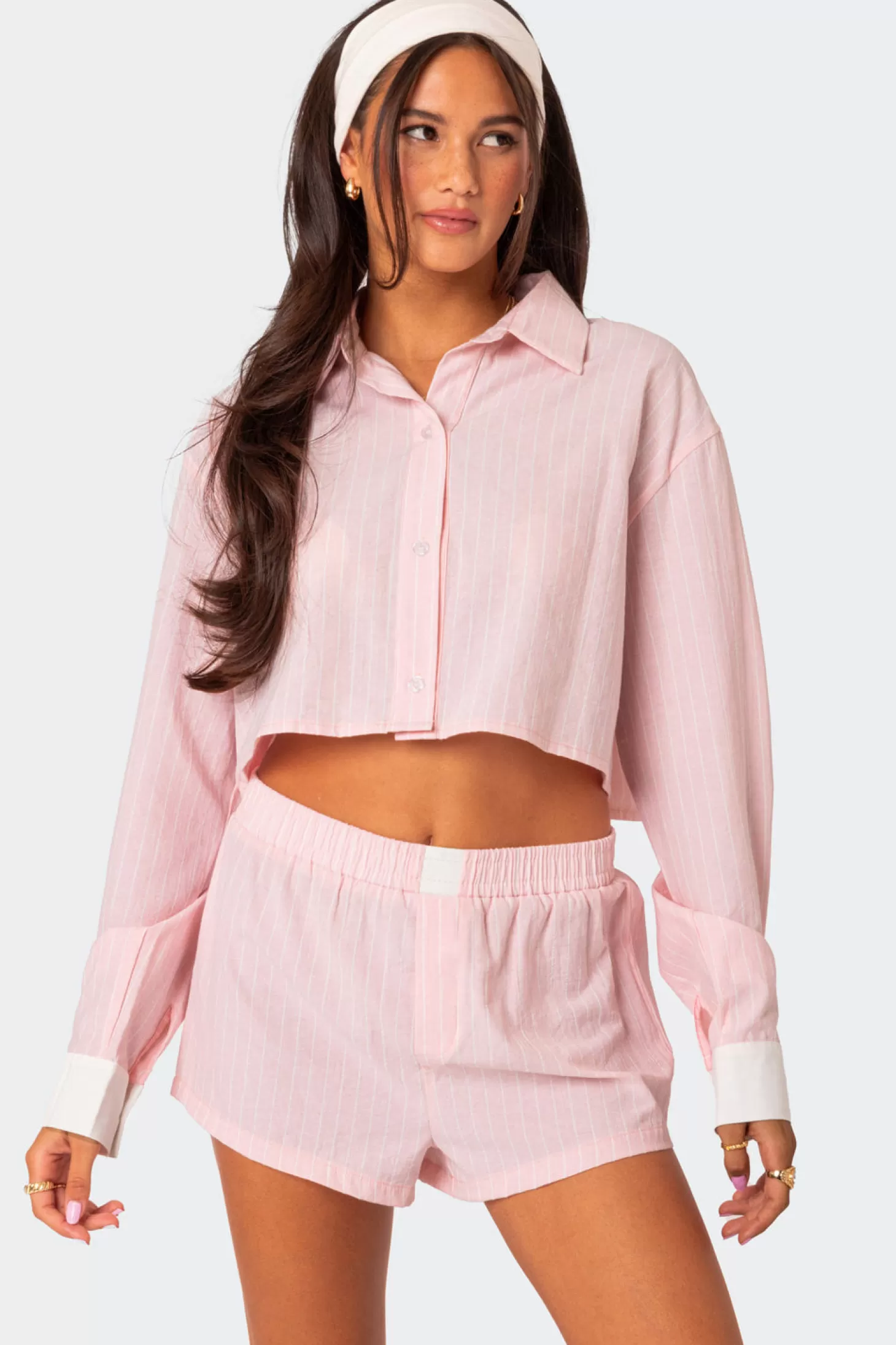 edikted Lea Cropped Button Up Shirt* Crop Tops | Long Sleeve Tops