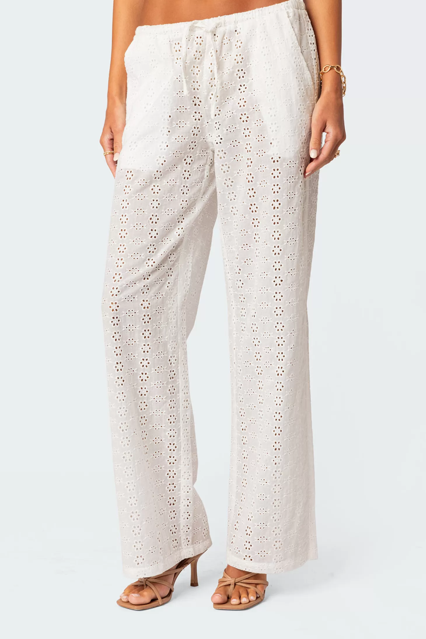 edikted Lemon Lacey Cotton Pants* Pants | Pants