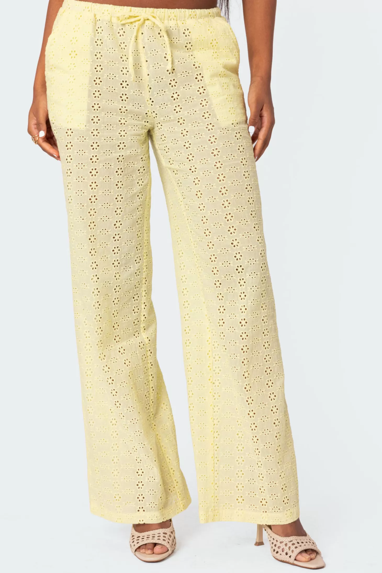 edikted Lemon Lacey Cotton Pants* Pants | Pants