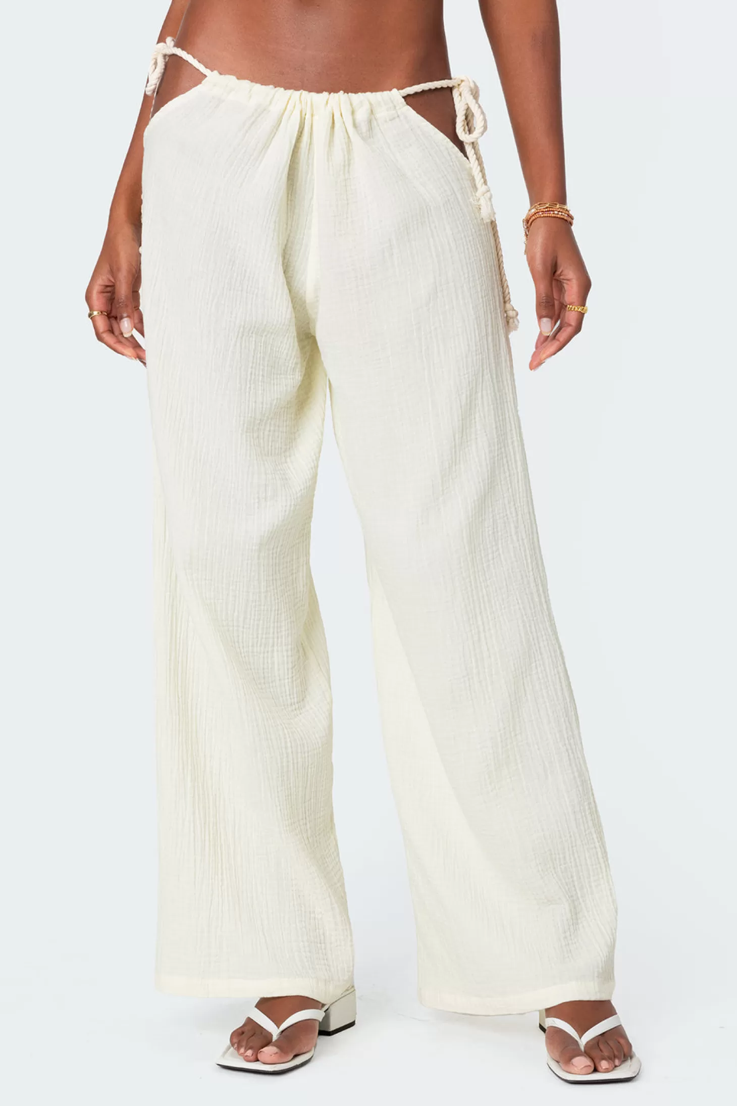 edikted Leoni Side Tie Cotton Gauze Pants* Pants | Pants