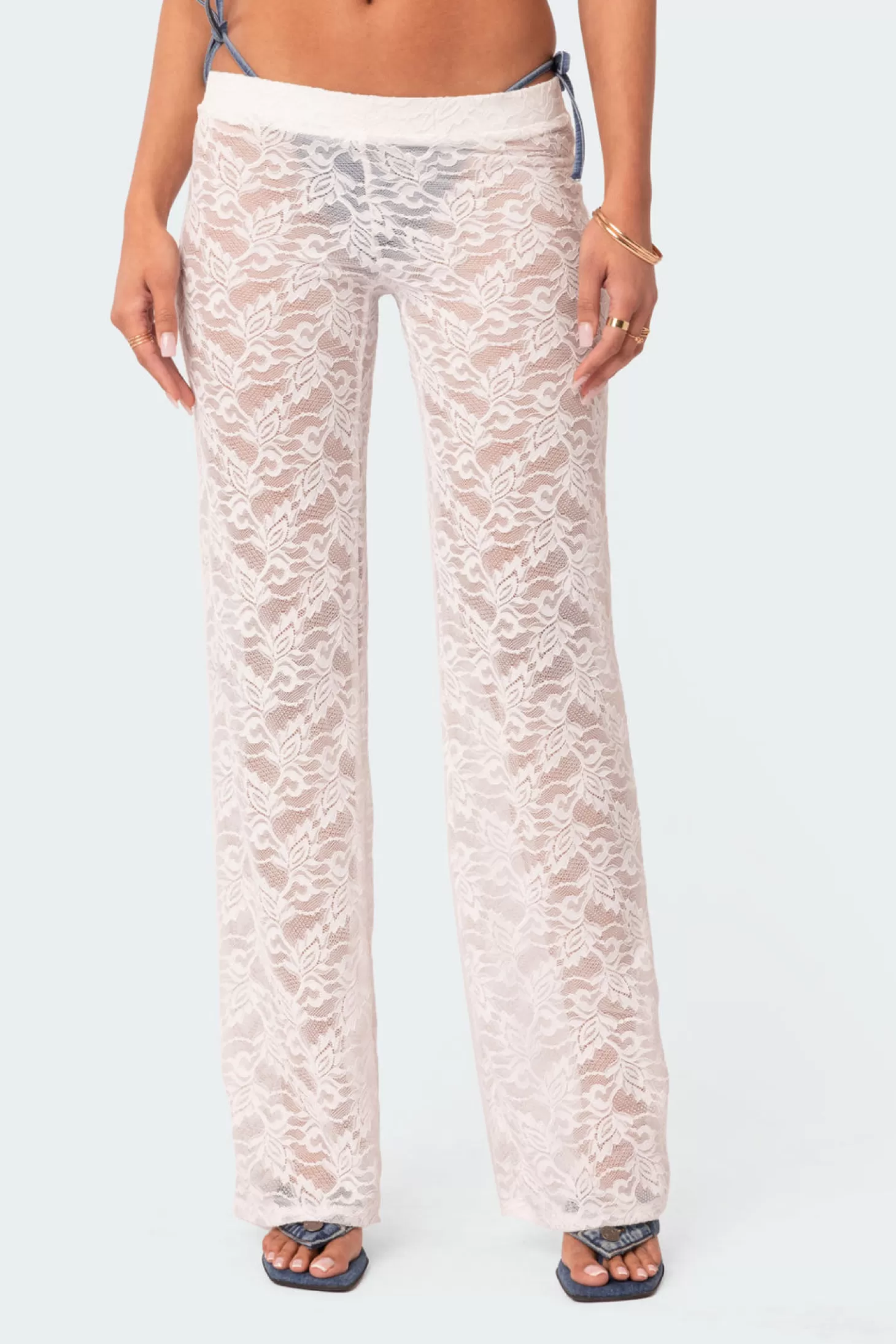 edikted Libra Low Rise Sheer Lace Pants* Pants | Pants