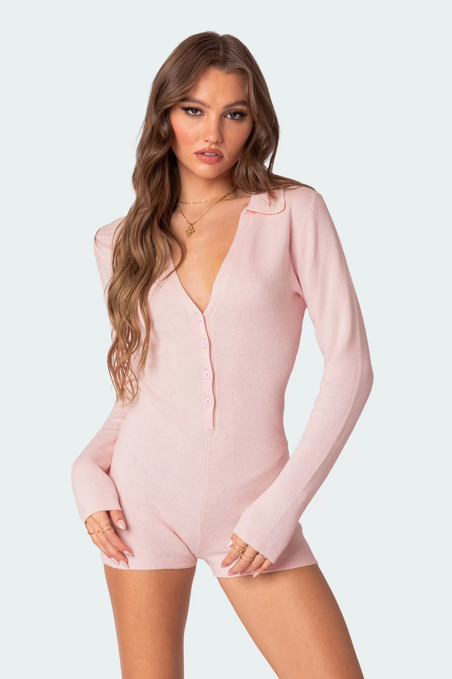 edikted Lillian Button Front Knit Romper* Sweaters & Knitwear | Jumpsuits & Rompers