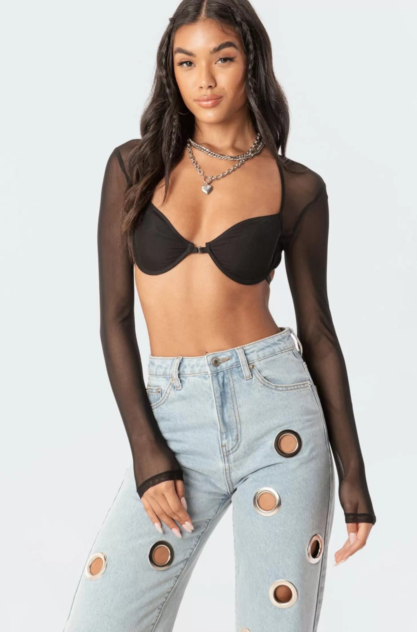 edikted Lin Mesh Bra Top* Crop Tops | Long Sleeve Tops