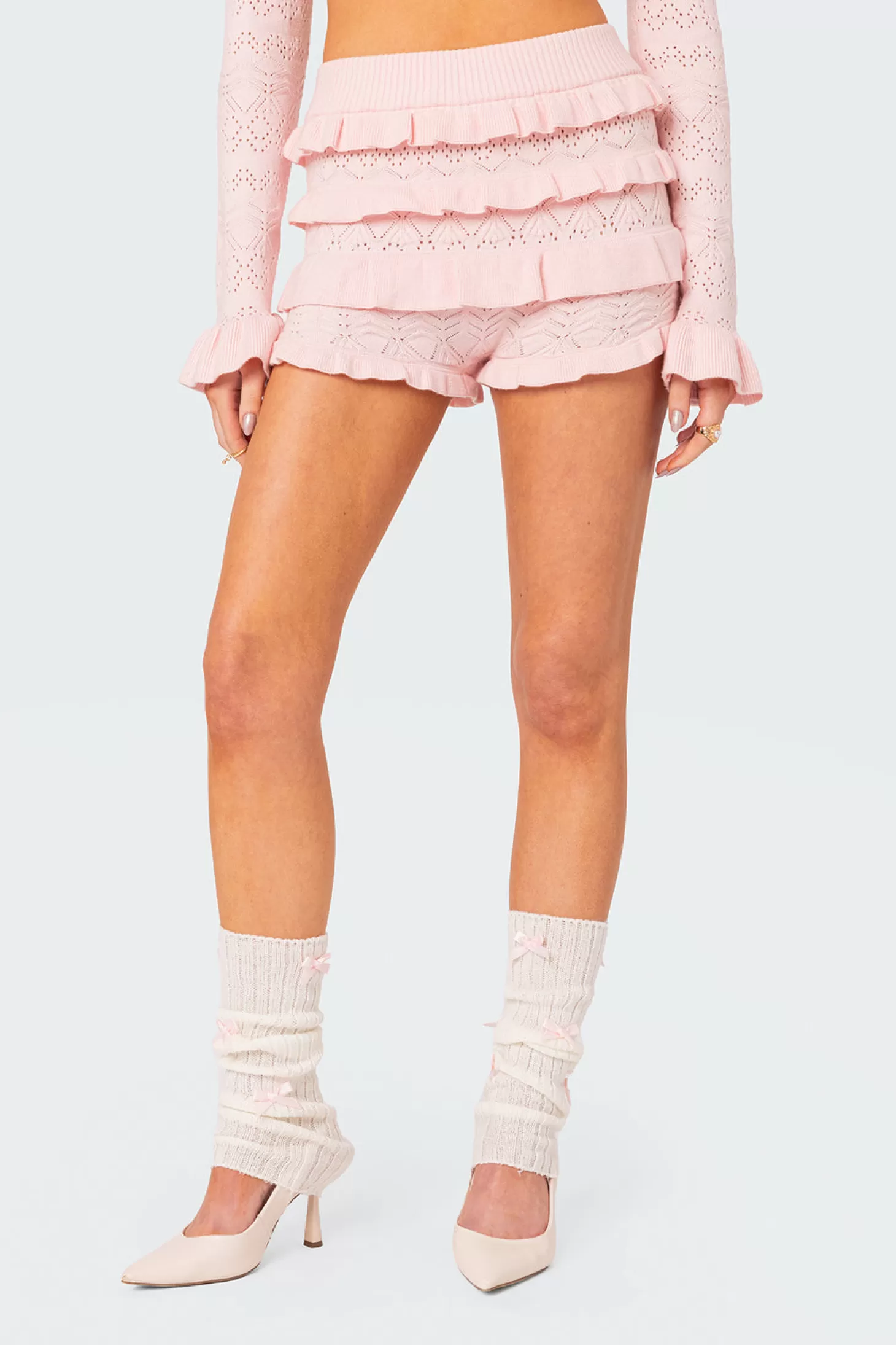 edikted Lindsay Ruffle Knitted Shorts* Shorts | Shorts