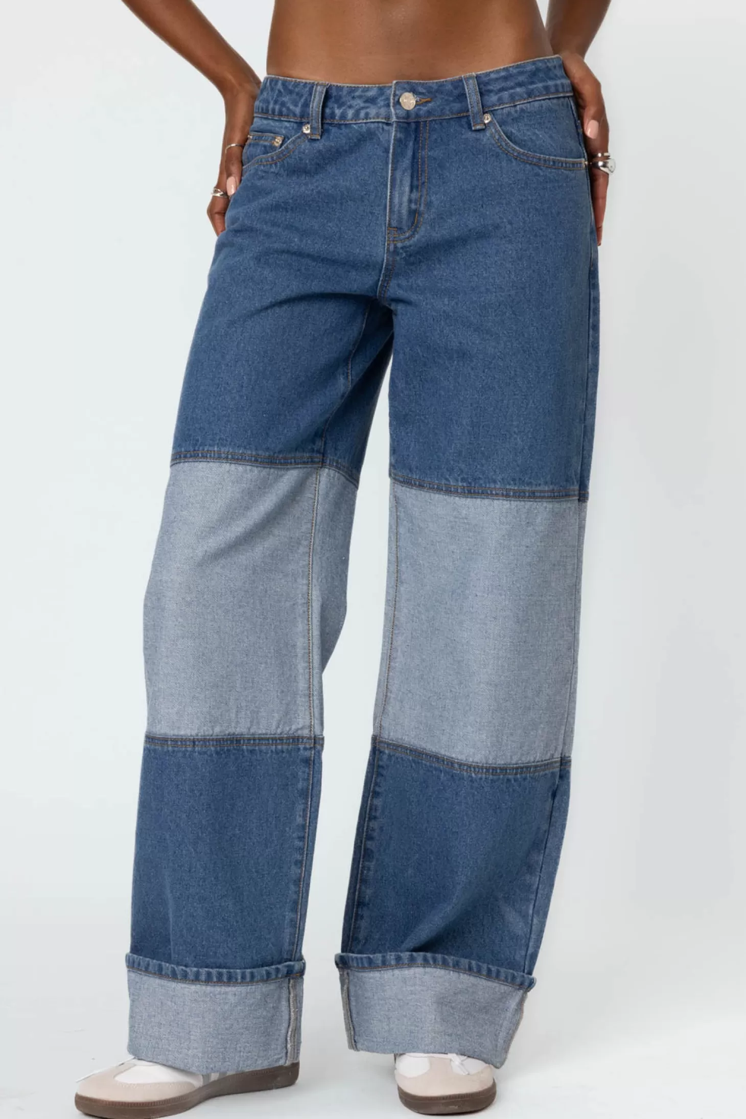 edikted Lindsey Two Tone Cuffed Jeans* Jeans | Jeans