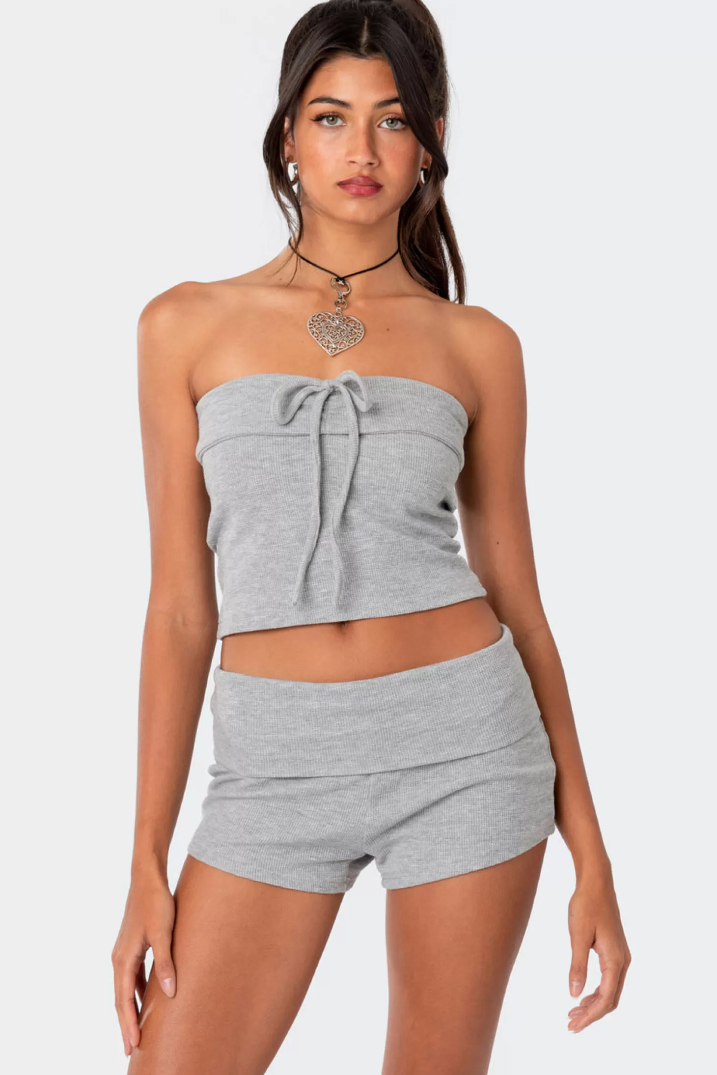 edikted Lizzy Foldover Waffle Tube Top* Crop Tops | Strapless Tops