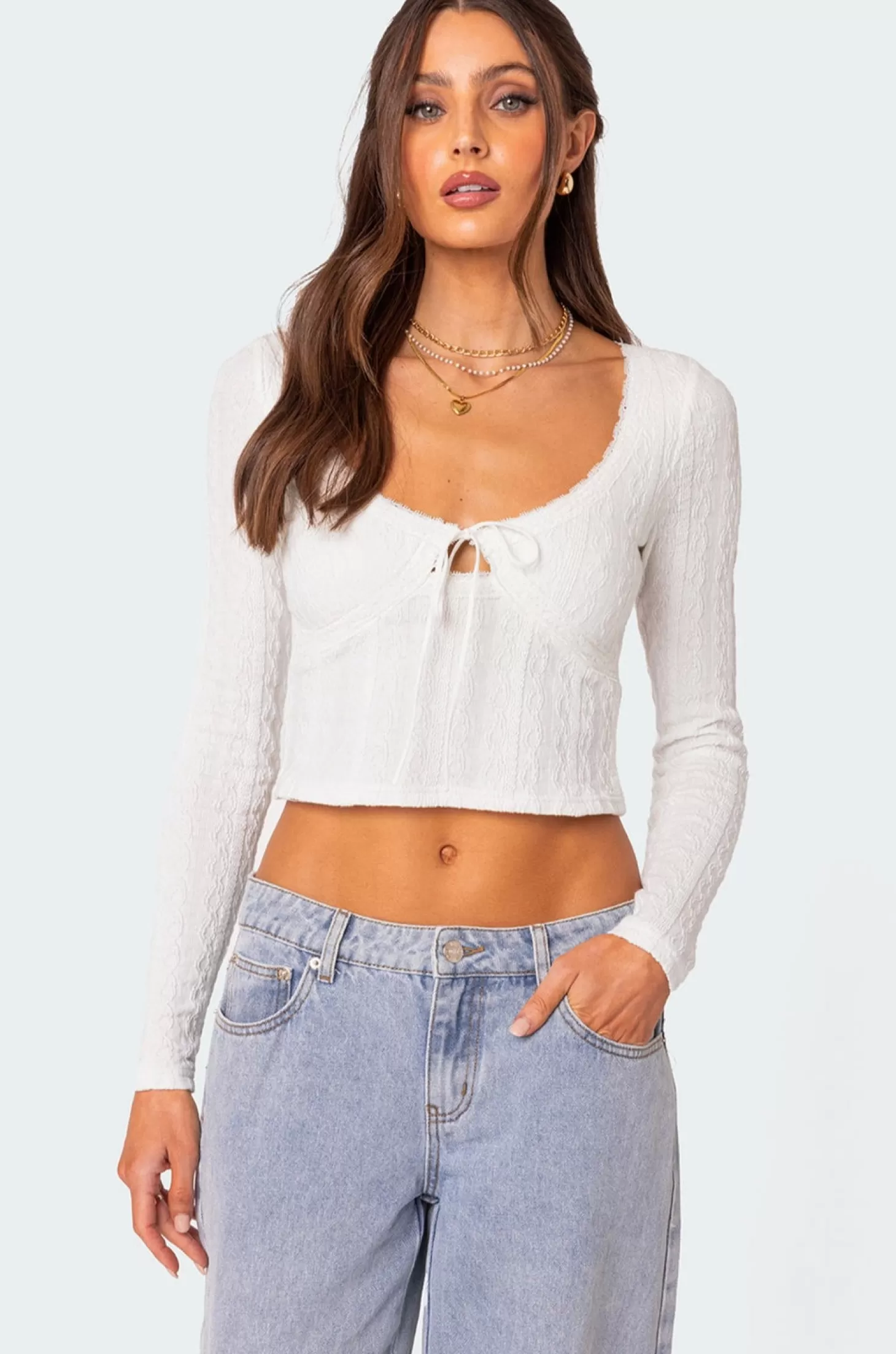 edikted Lorey Lacey Knit Top* Crop Tops | Tops