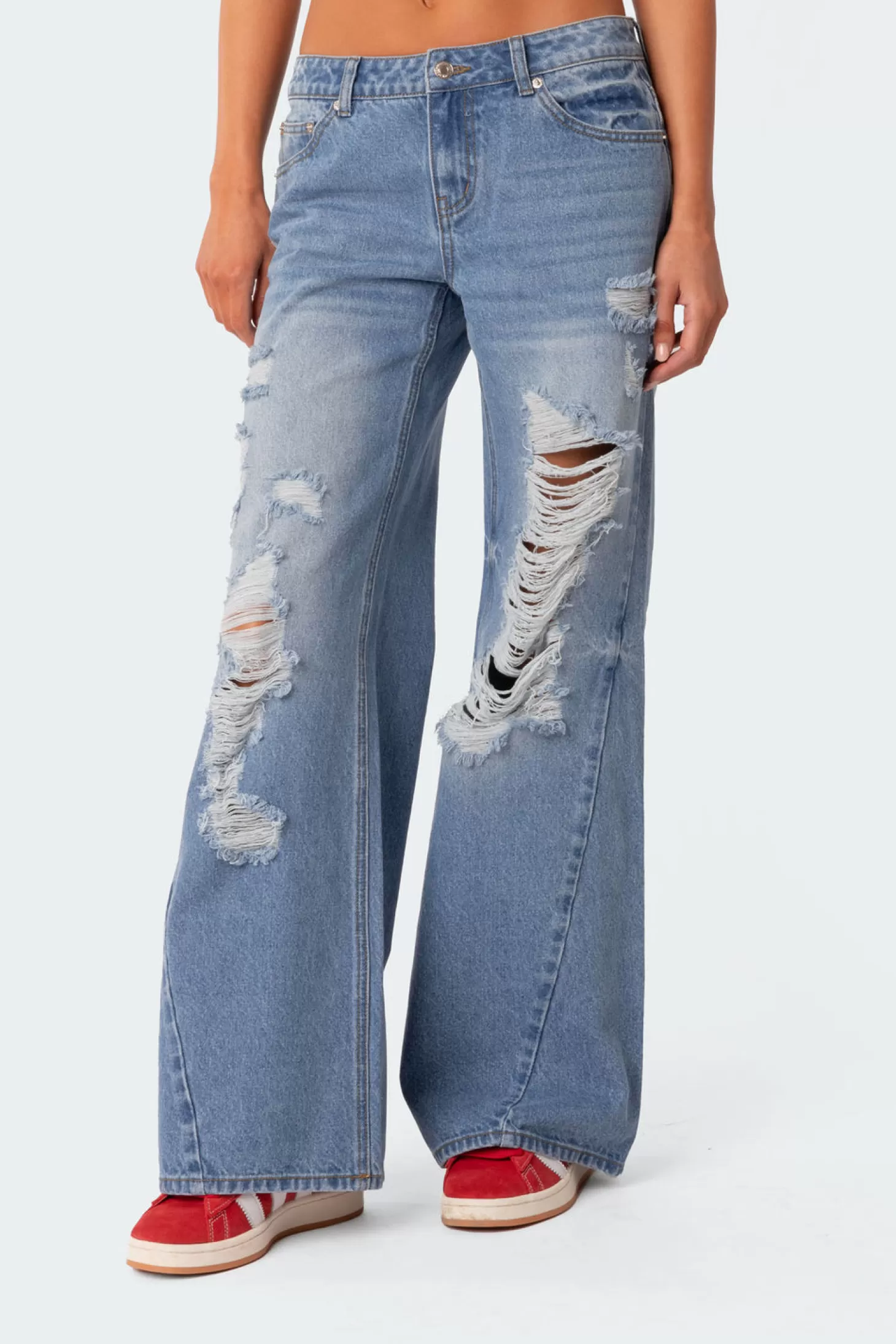 edikted Low Rise Distressed Wide Leg Jeans* Jeans | Jeans