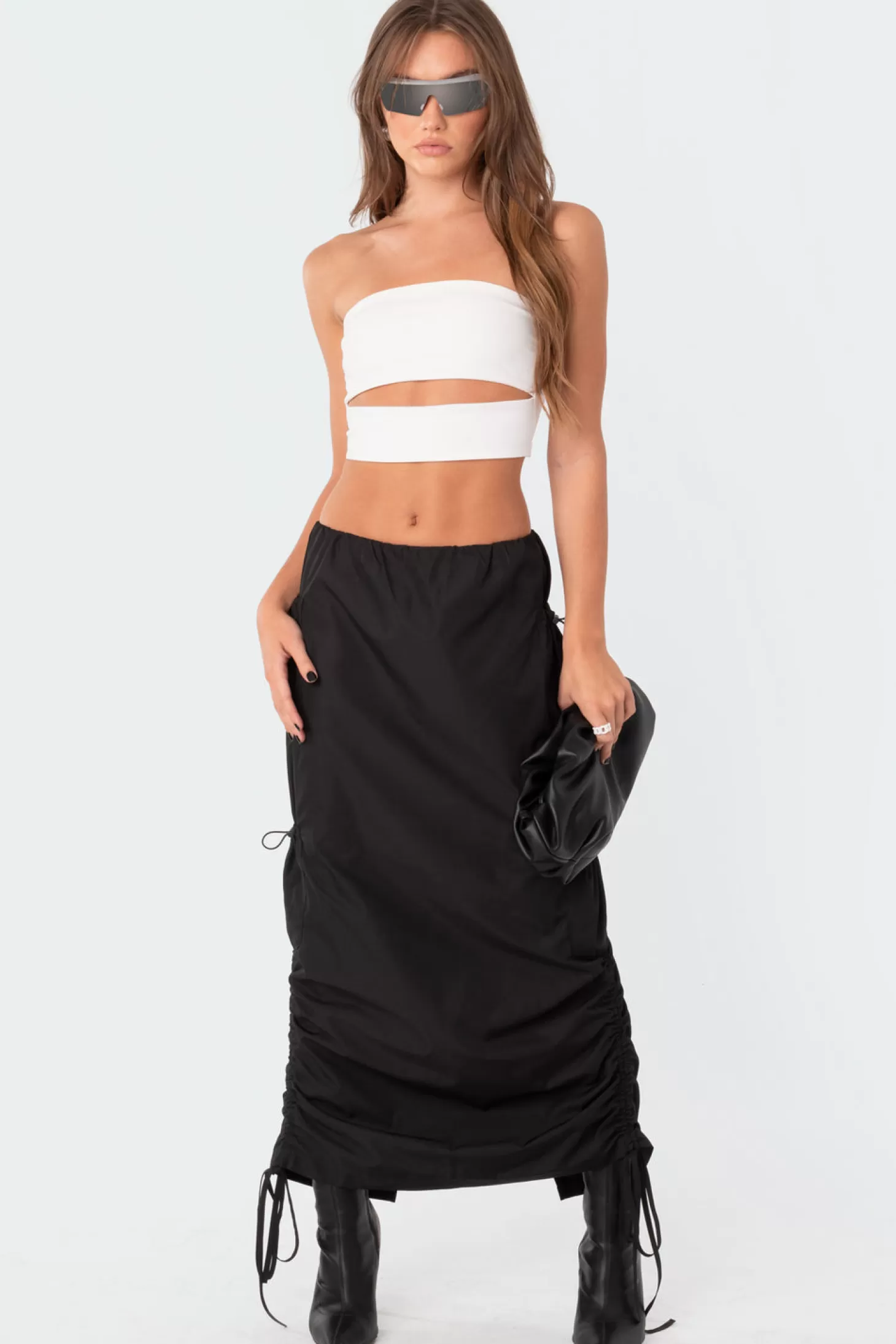 edikted Low-Rise Slitted Nylon Maxi Skirt* Skirts | Skirts