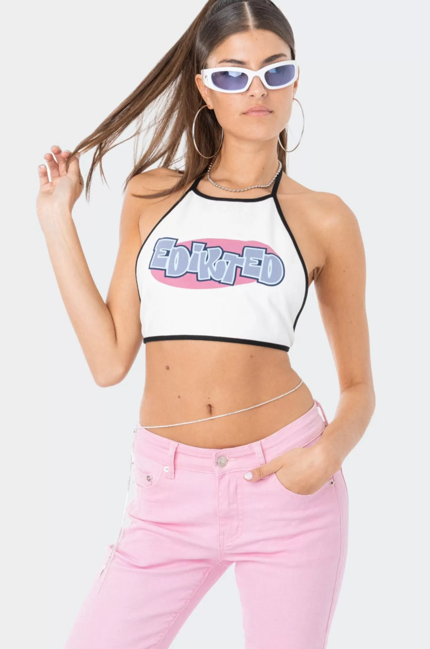 edikted Mae Open-Back Halter Top* Crop Tops | Graphic Tops