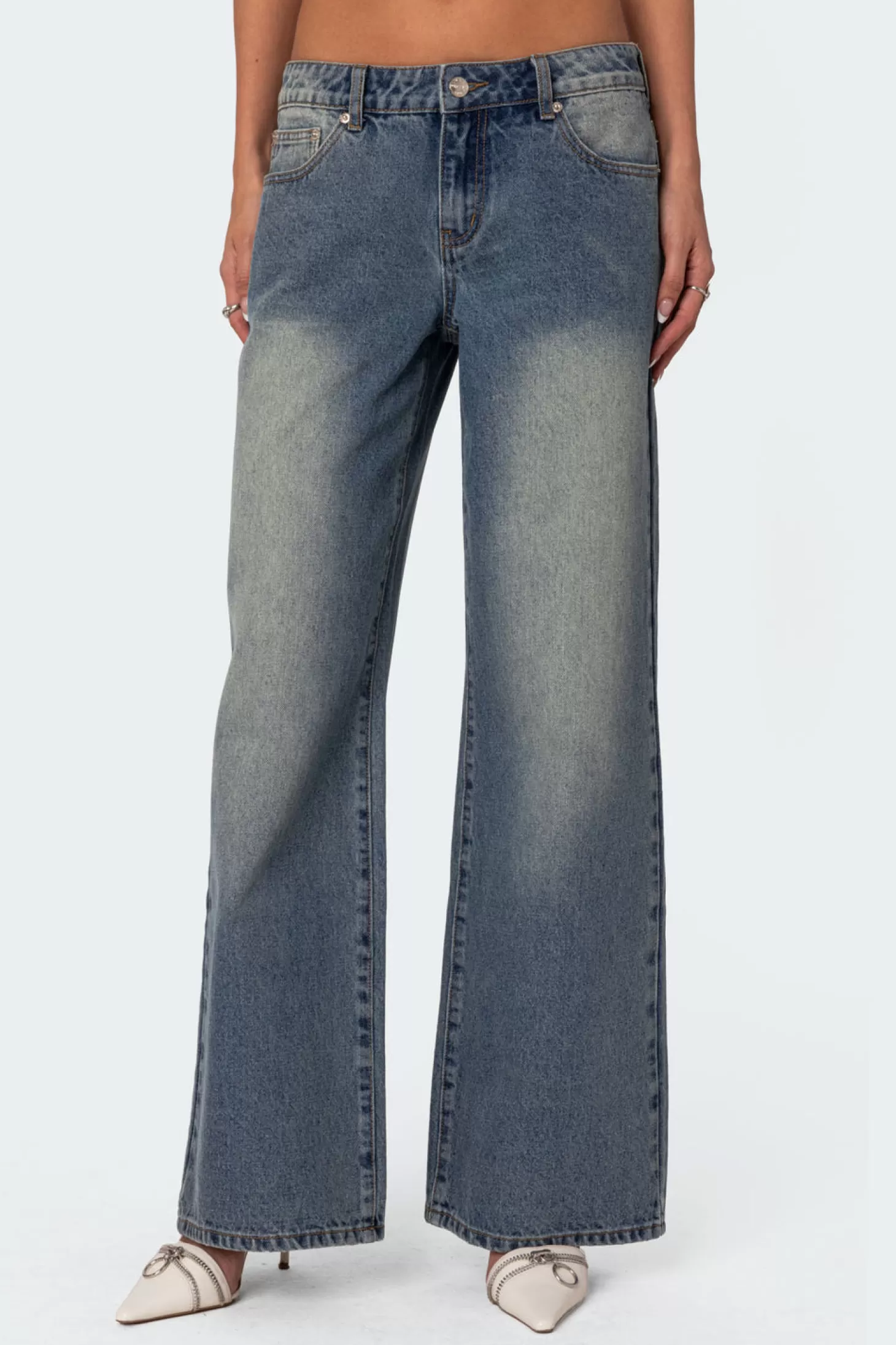 edikted Magda Low Rise Acid Wash Jeans* Jeans | Jeans