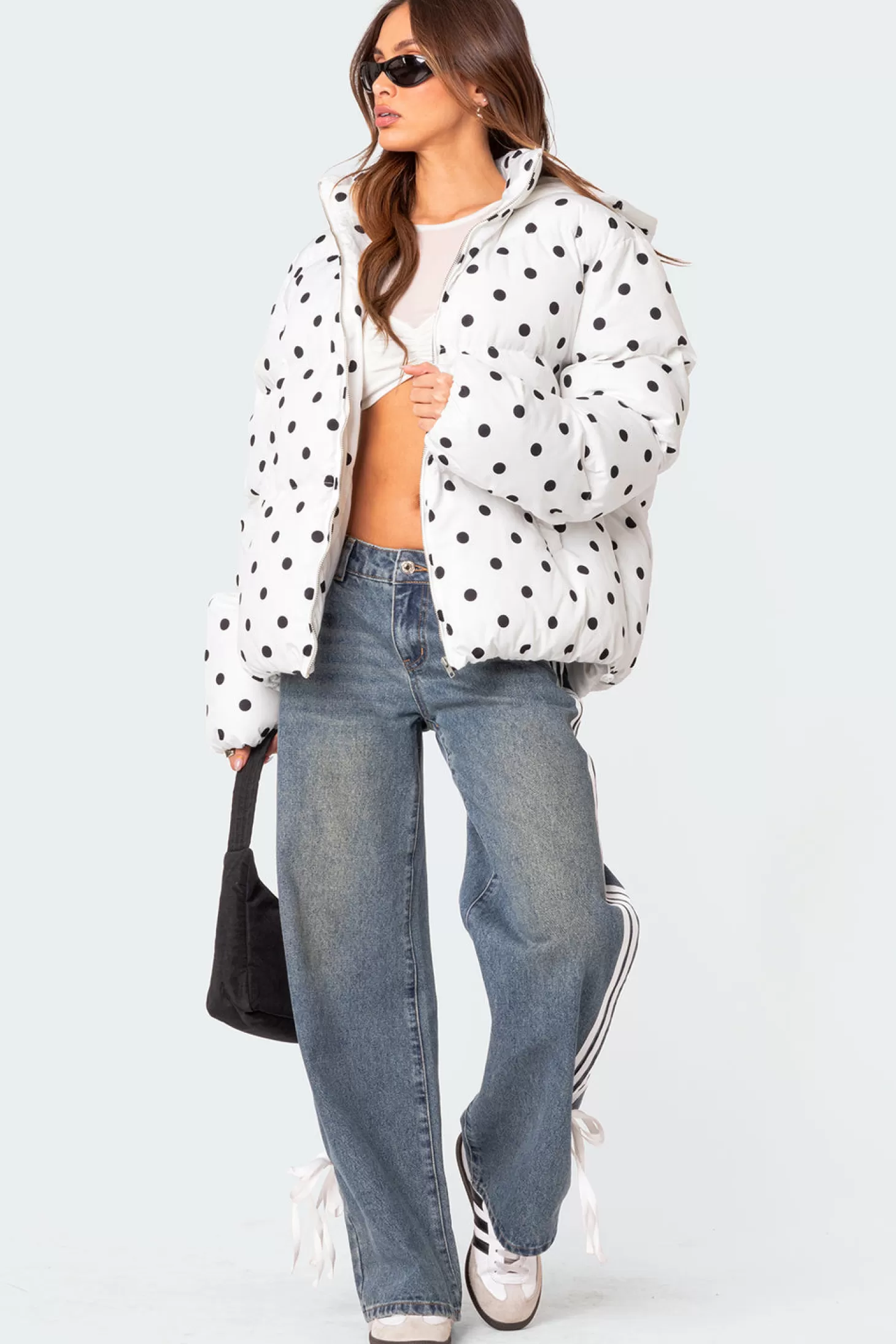 edikted Marcey Polka Dot Hooded Puffer* Jackets & Coats