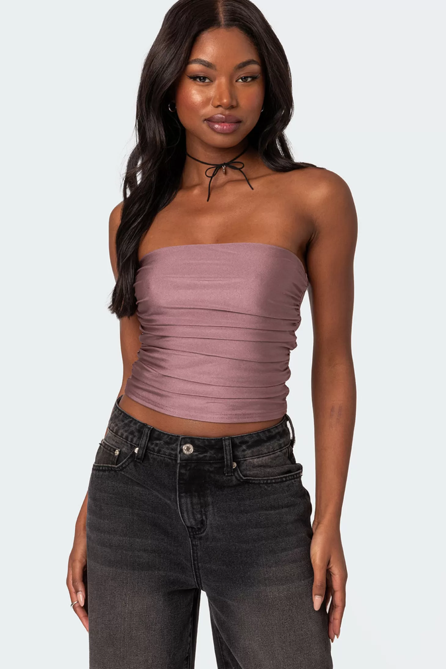 edikted Maxeen Shiny Gathered Tube Top* Strapless Tops | Tops