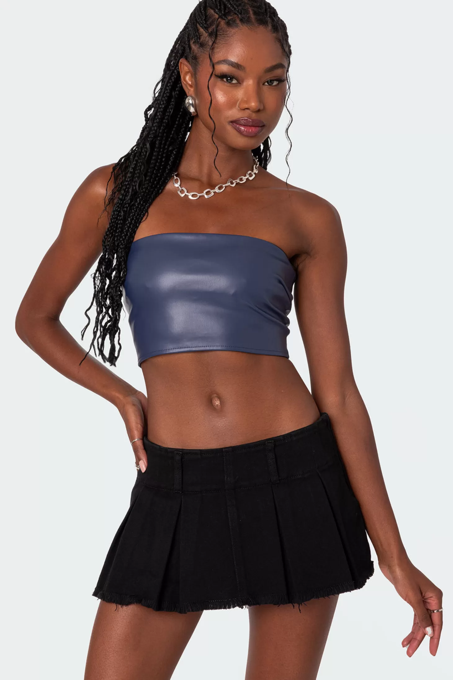 edikted Mazie Faux Leather Bandeau Top* Crop Tops | Strapless Tops