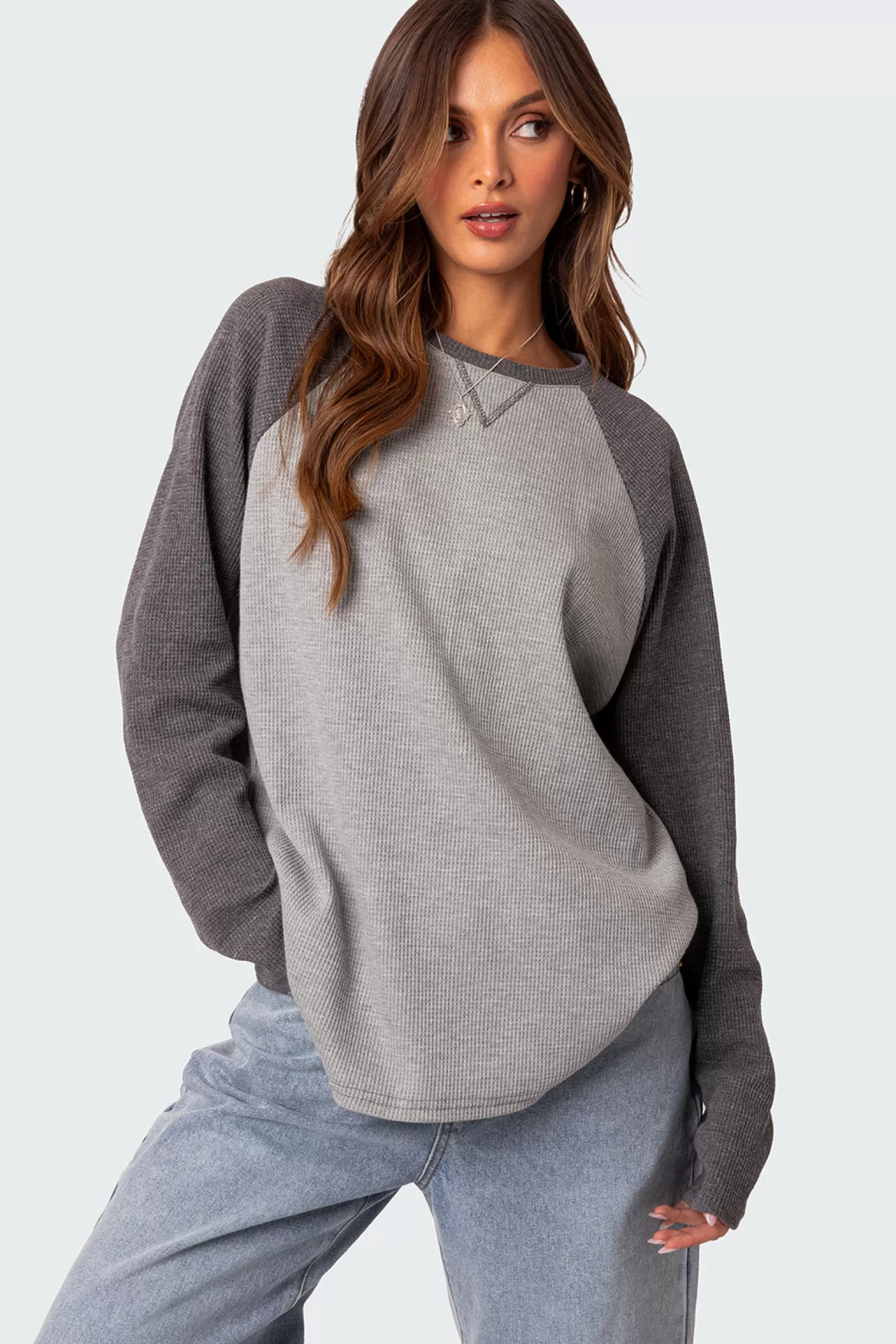 edikted Me Time Oversized Waffle Top* Long Sleeve Tops | Tops