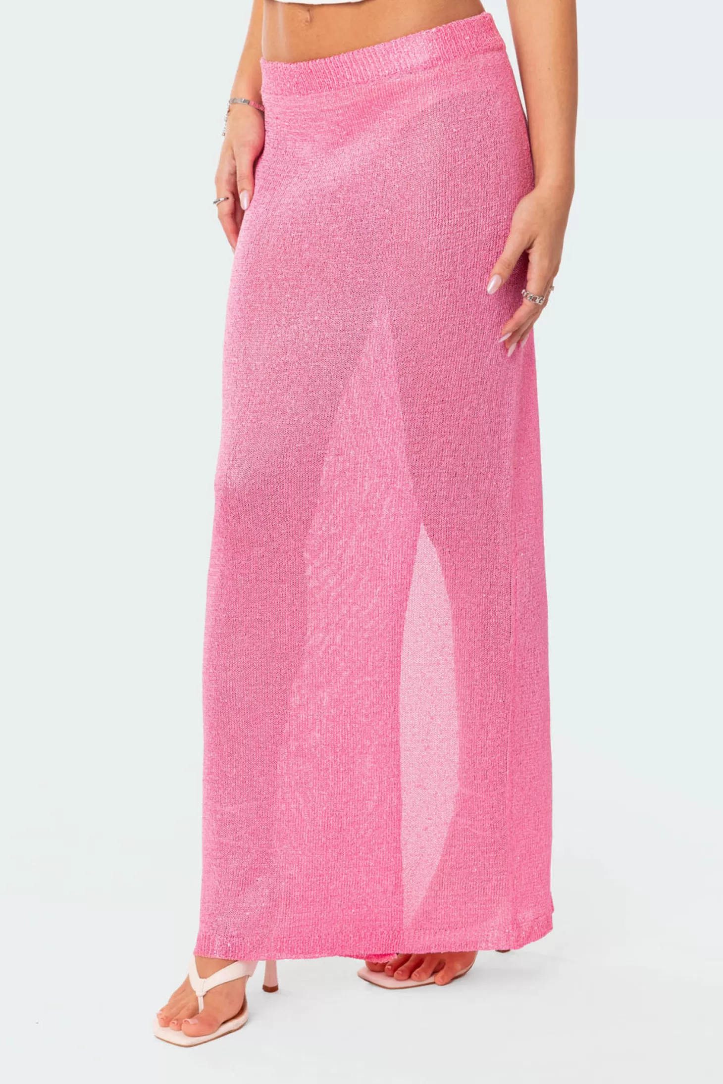 edikted Micro Sequin Sheer Knit Maxi Skirt* Skirts | Skirts