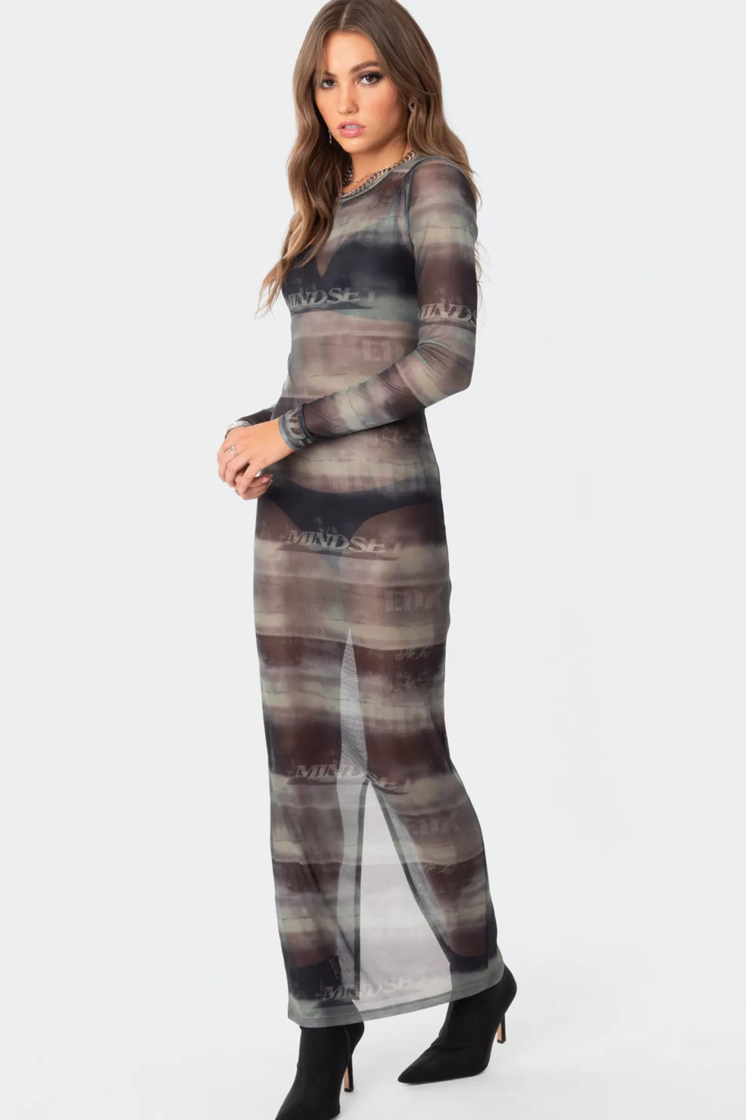 edikted Mindful Sheer Mesh Maxi Dress* Maxi Dresses | Long Sleeve Tops