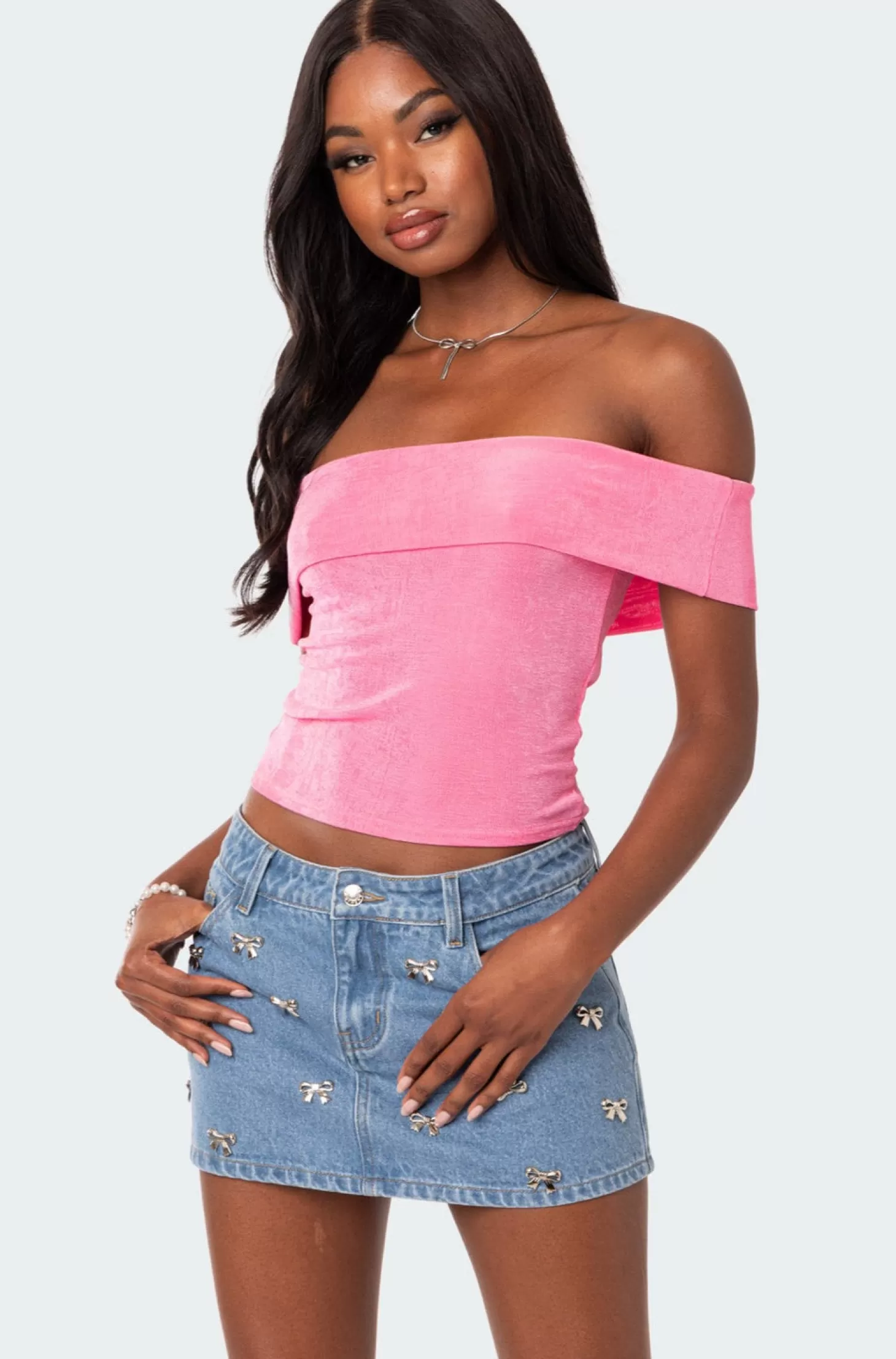 edikted Mindi Fold Over Top* Crop Tops