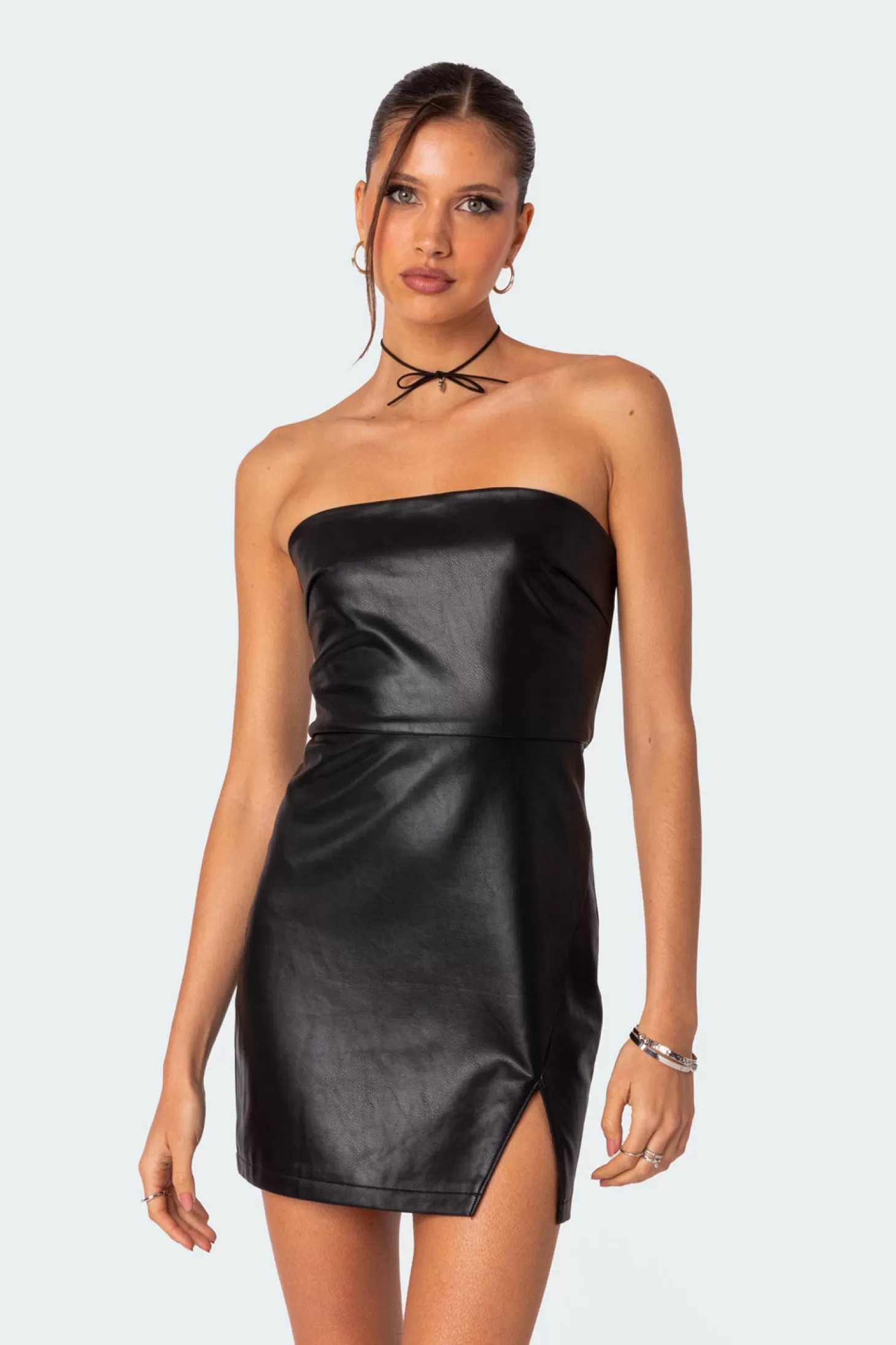 edikted Moon Sign Faux Leather Mini Dress* Mini Dresses | LBD